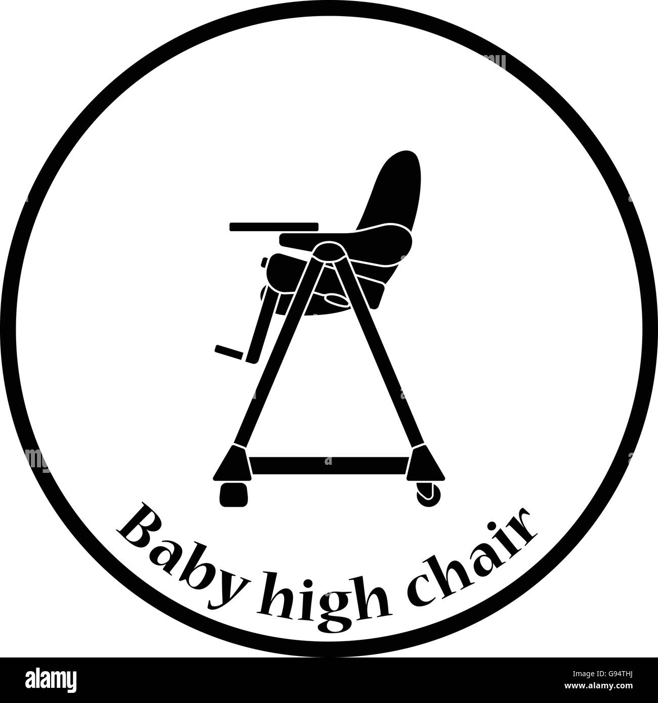 Baby high chair icon. Thin circle design. Vector illustration Stock