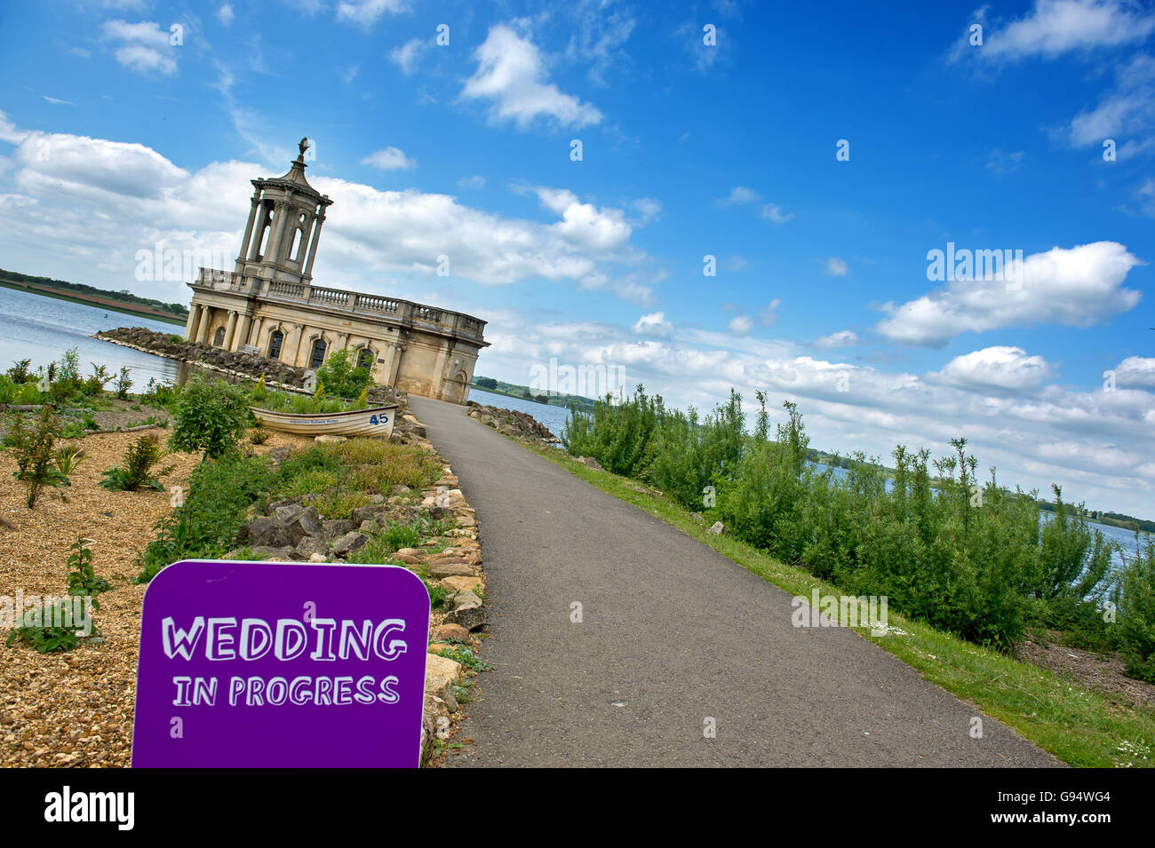 Normanton Church, Rutland Water.  Wedding venue Stock Photo