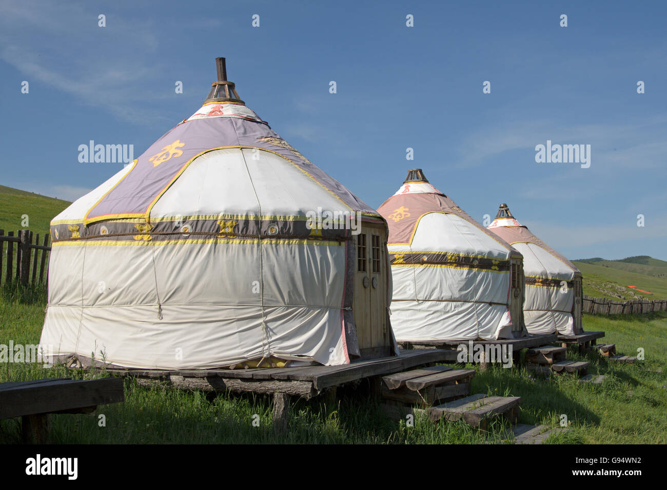 Tourist Jurt Camp, Oevoerkhangai, Mongolia, Övörkhangai Stock Photo