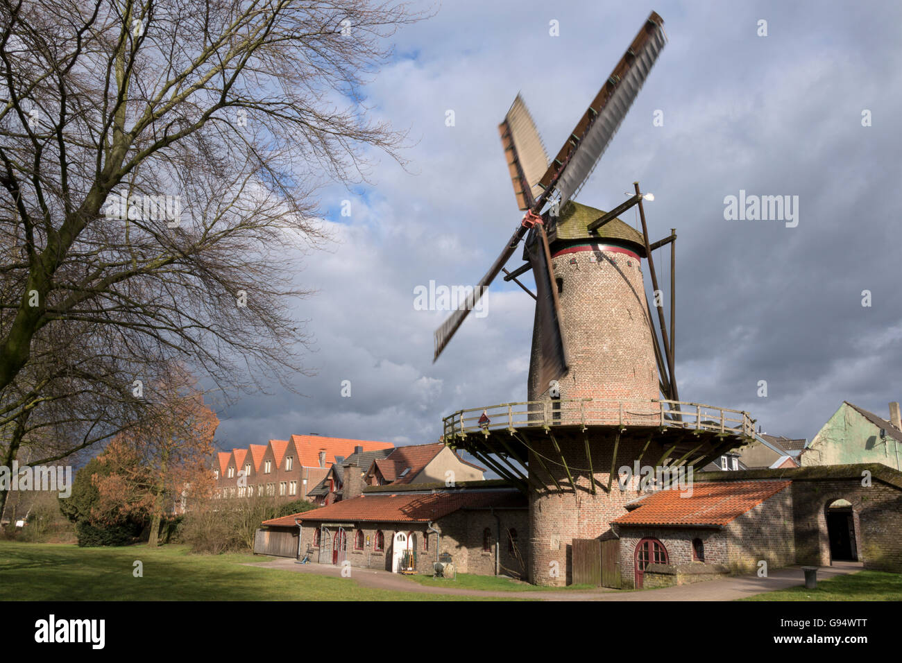 Kriemhild mill, Wind mill, Xanten, North Rhine-Westphalia, Germany Stock Photo