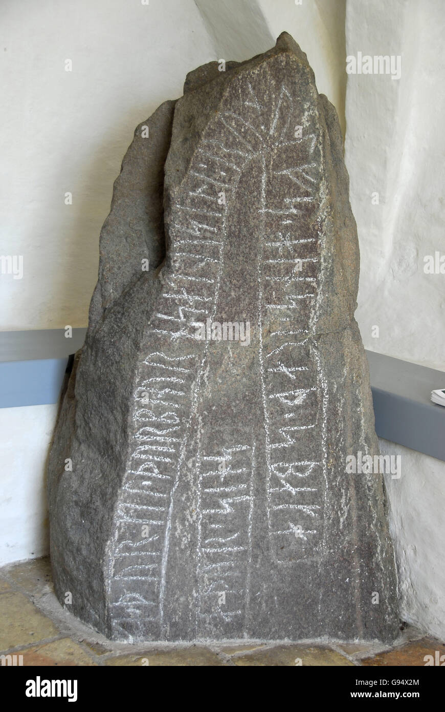 Rune stone, Hune Church, Lokken, Jutland, Denmark / Lökken, Hune Kirke