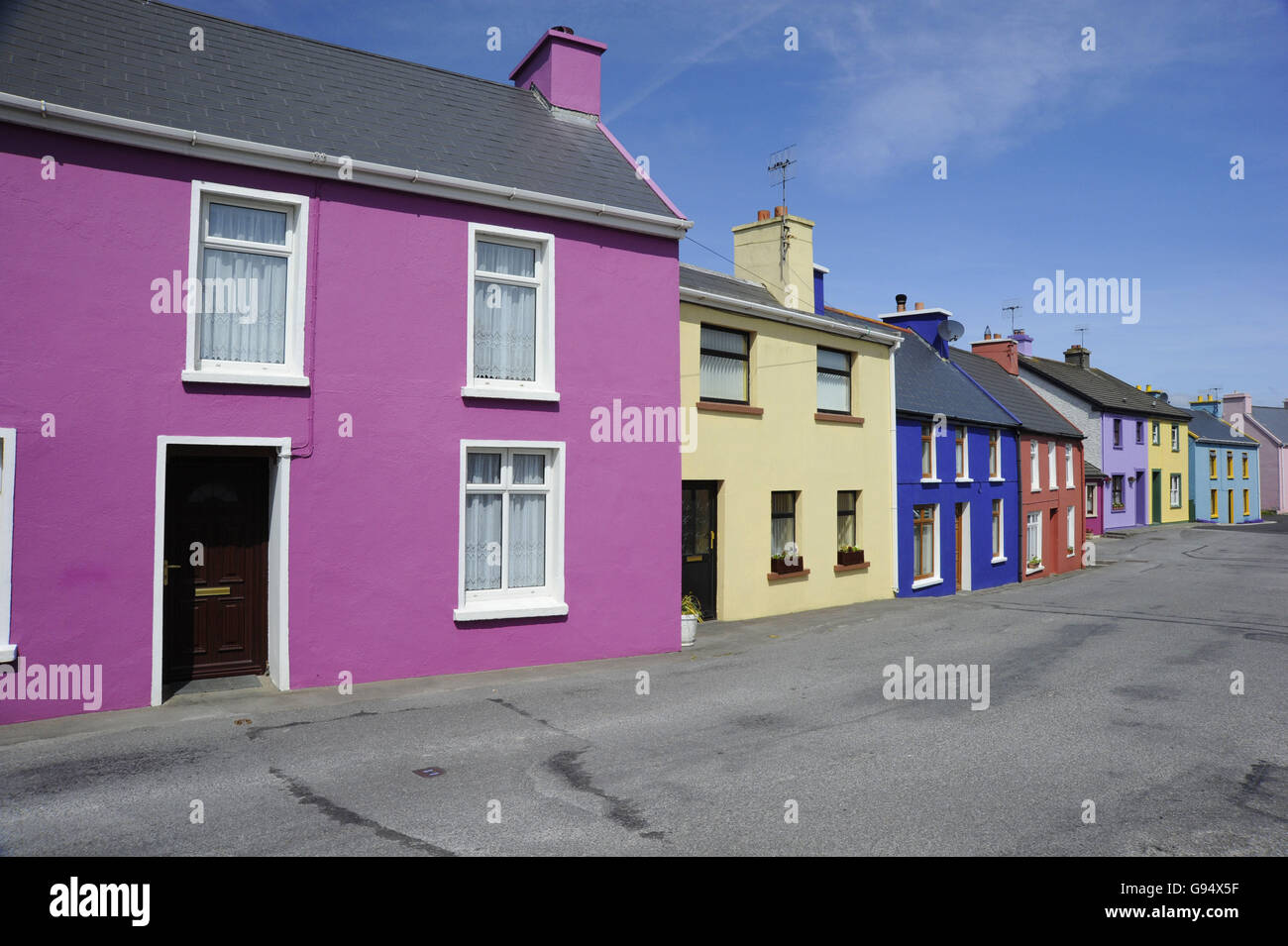 Colourful houses, Eyeries, Ring of Beara, County Cork, Ireland Stock Photo