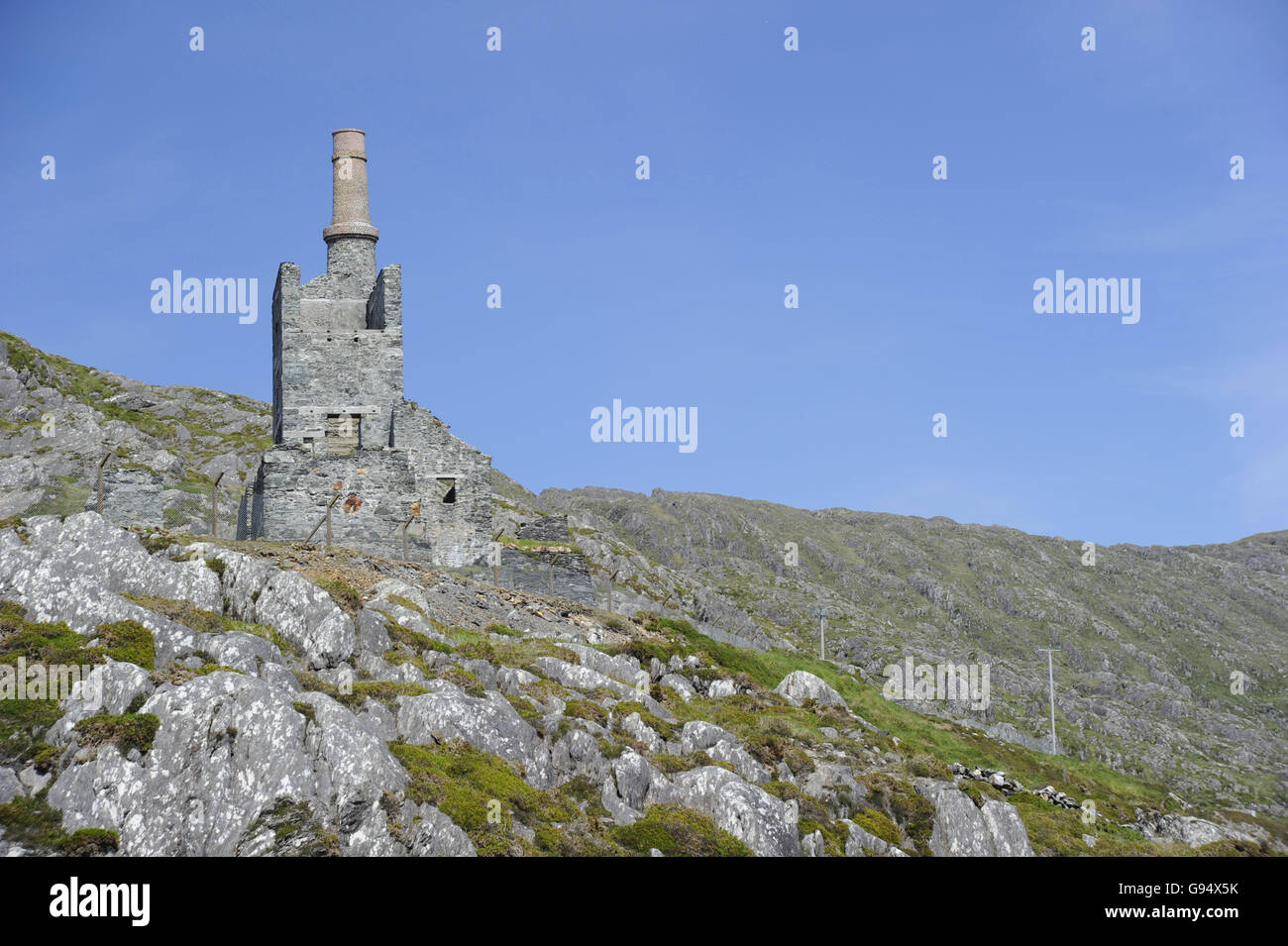 Copper mines, Allihies, Ring of Beara, County Cork, Ireland / Bearhaven Copper Mines Stock Photo