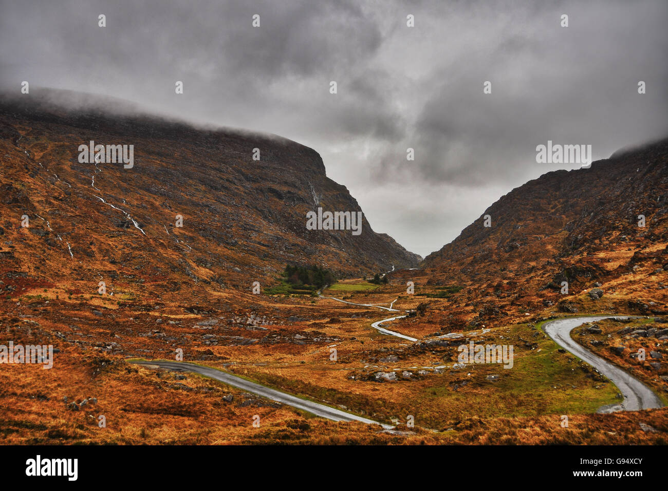 Mountain pass, Gap of Dunloe, Killarney, Killarney national park, Iveragh peninsula, County Kerry, Ireland Stock Photo