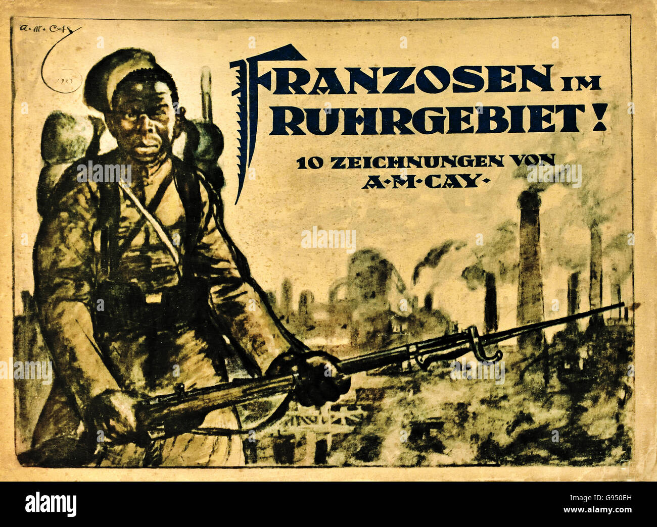 Franzosen im Ruhrgebiet - French in the Ruhr area  Caricatures of the French occupation troops in the Ruhr region !924 Alexander M Cay 1887-1971 Berlin Germany Stock Photo