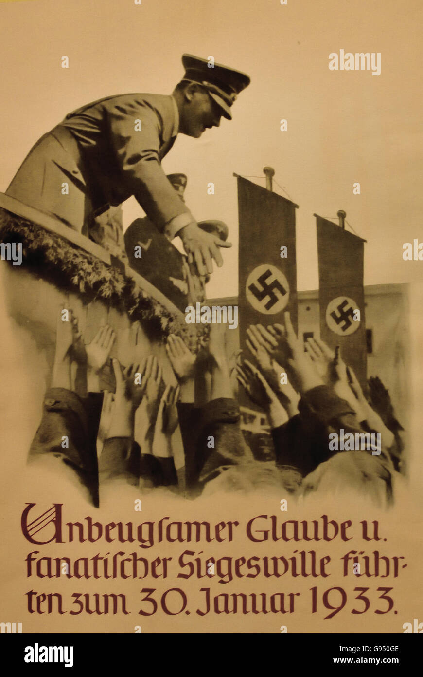 Unbeugsamer Glaube und. fanatischer Siegeswille führten 30 Januar 1933 Unyielding Faith and. fanatical will to win led January 30, 1933 Berlin Nazi Germany Stock Photo