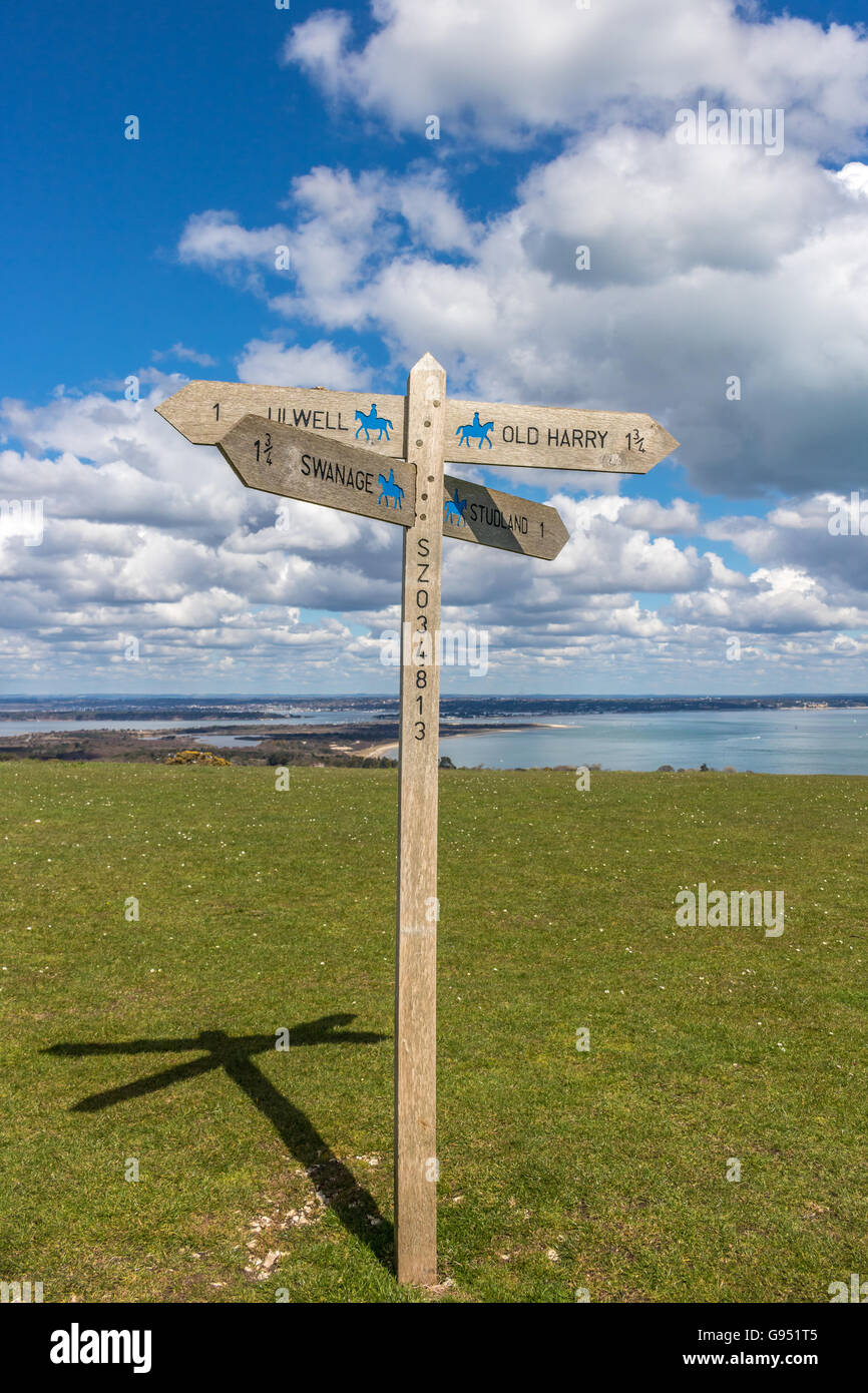 England Dorset Purbeck Studland Sign on a public footpath  Adrian Baker Stock Photo
