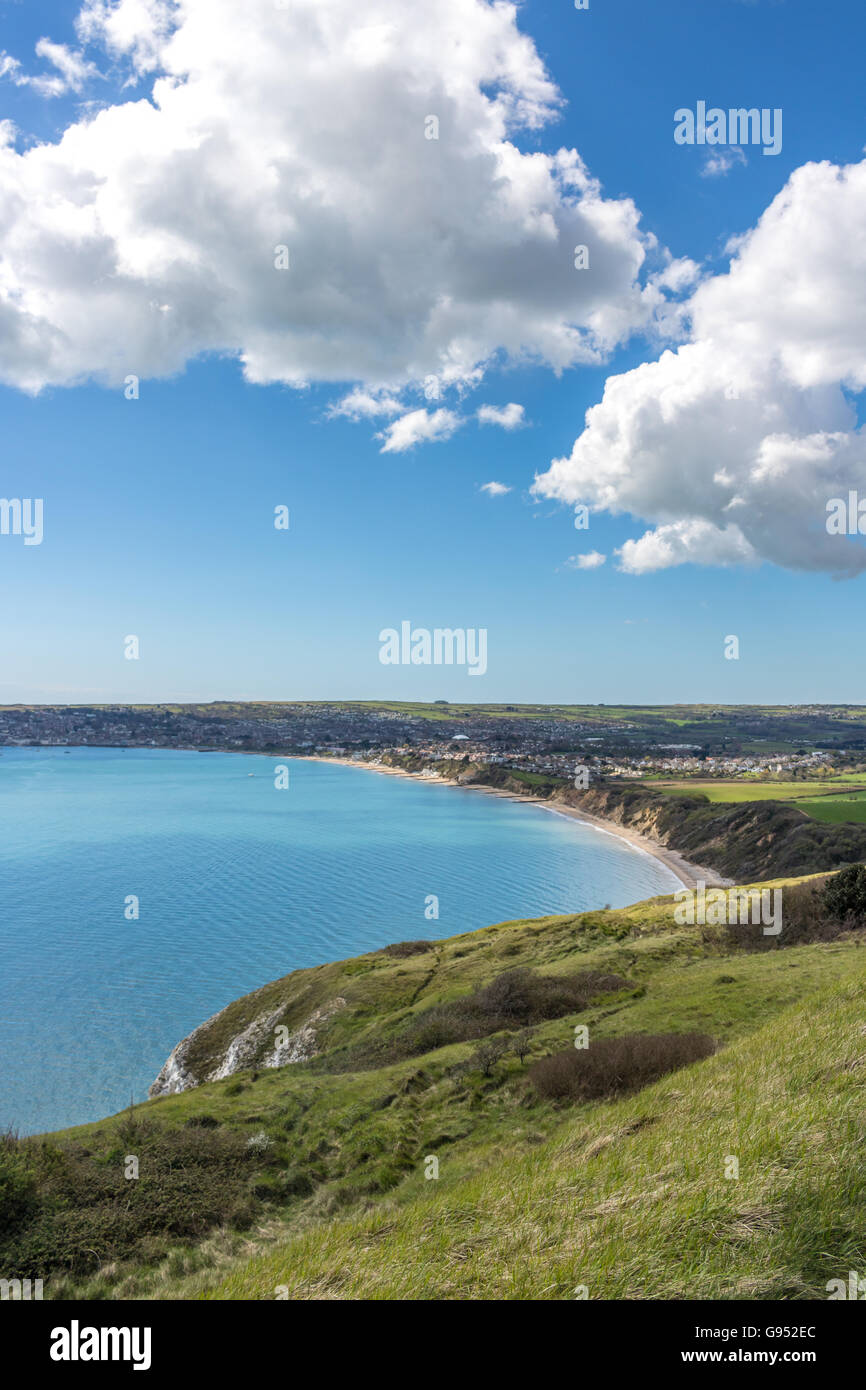 England Dorset Purbeck View of Swanage from the South West Coast Path  Adrian Baker Stock Photo