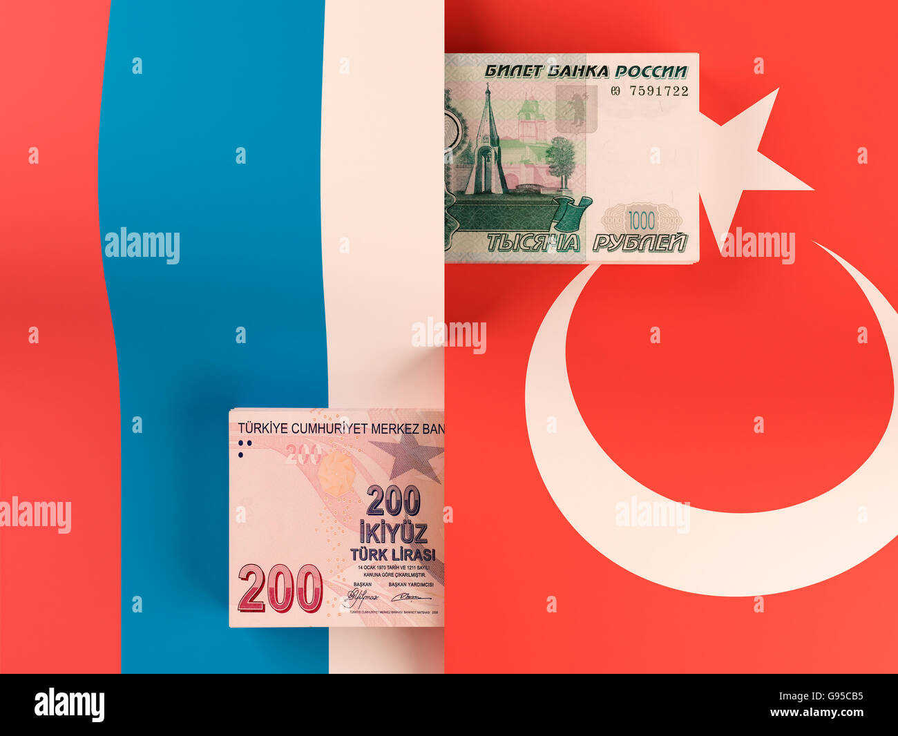 Money transfer between Russia and Turkey Stock Photo Alamy