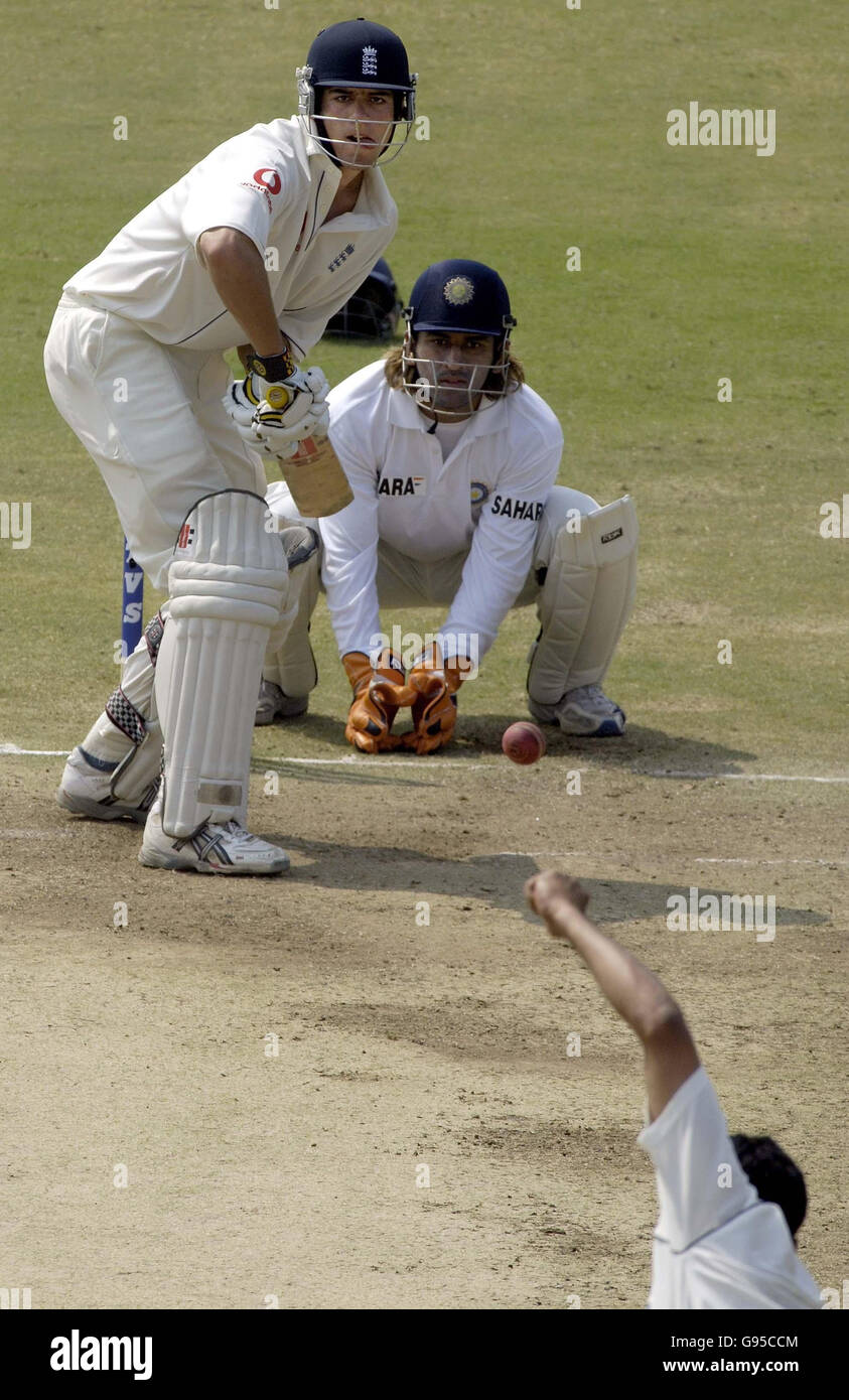 England's Alastair Cook in action during the fourth day of the first Test match against India at the Vidarbha Cricket Association ground, Nagpur, India, Saturday March 4, 2006. PRESS ASSOCIATION Photo. Photo credit should read: Rebecca Naden/PA. Stock Photo