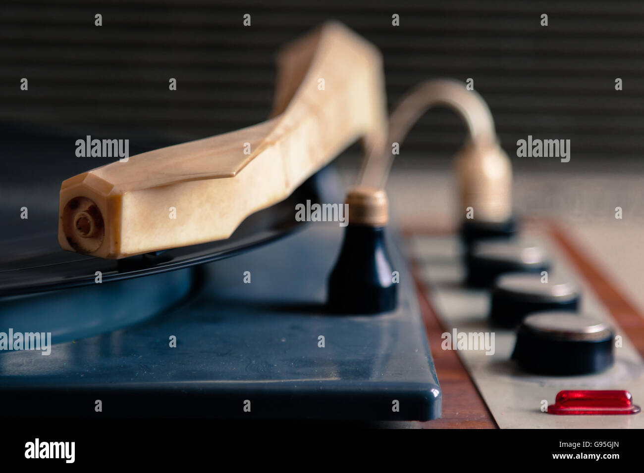 vintage old retro record player with vinyl disc Stock Photo - Alamy