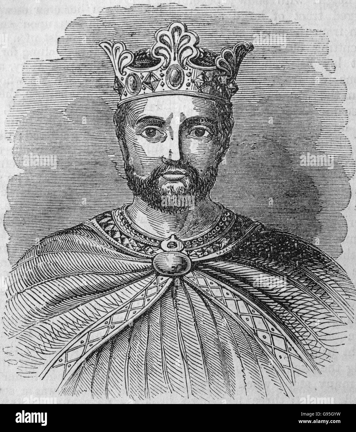Portrait of Richard I, taken from his tomb at Fontervrault. From a mid 19th century engraving. Stock Photo