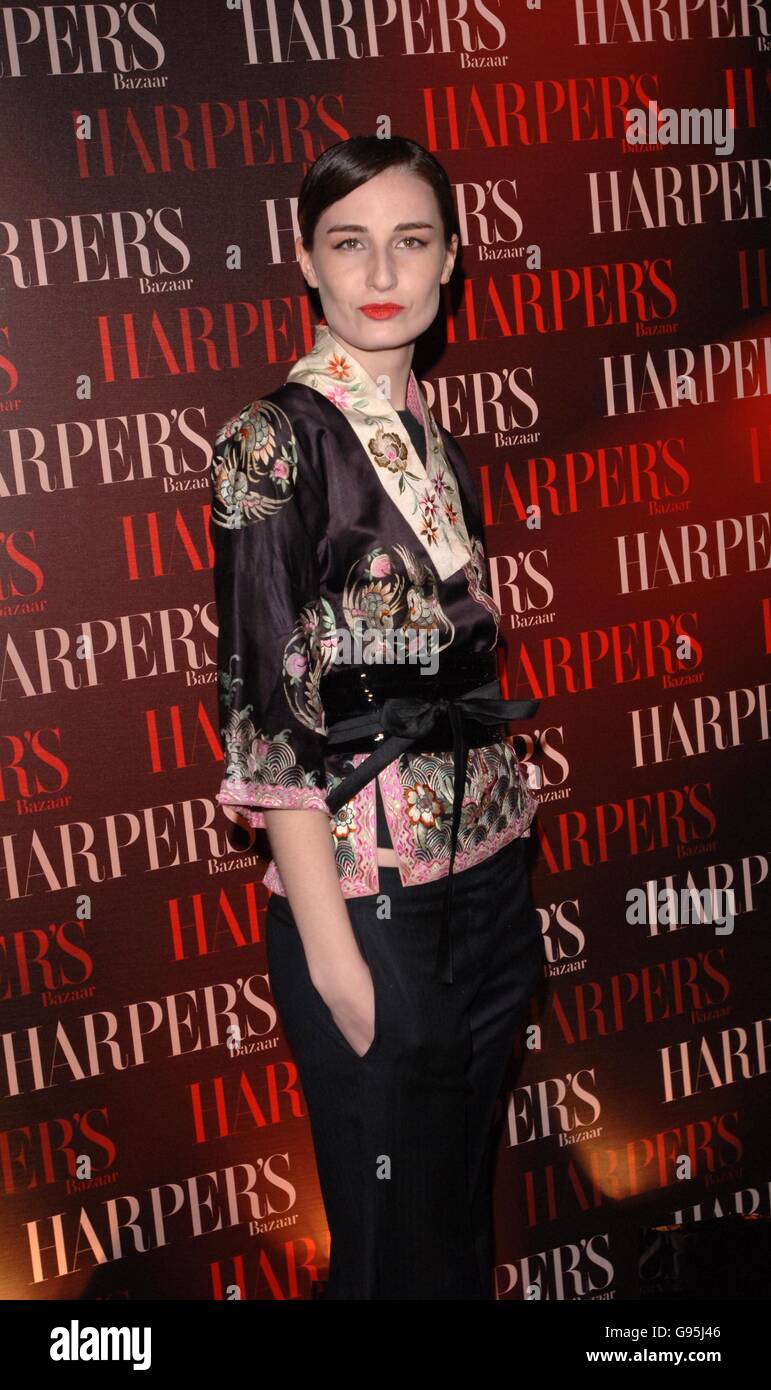Erin O'Connor arrives at the Harper's Bazaar Party held to celebrate the first issue of British Harper's Bazaar, from Club Cirque, Leicester Square, central London, Thursday 16 February 2006. PRESS ASSOCIATION Photo. Photo credit should read: Ian West/PA Stock Photo