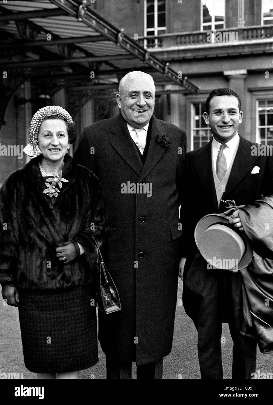 Sir Barnett Janner, 60 year old Labour MP for North-West Leicester, with his wife and son, after receiving the accolade. Sir Janner received a Knighthood in the New Years Honours. Stock Photo