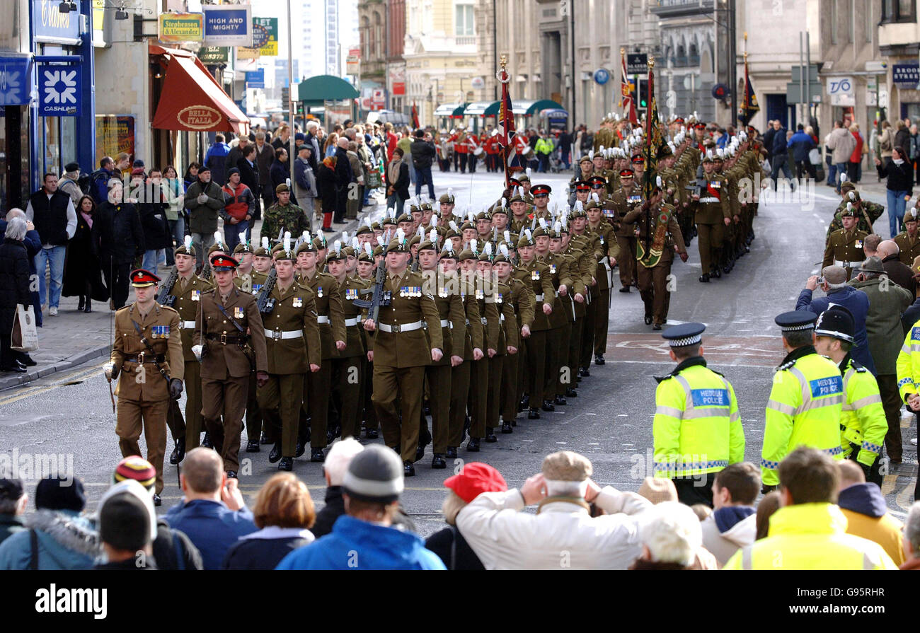 Seven Battalions Of Soldiers March Through Cardiff Town Centre As The ...