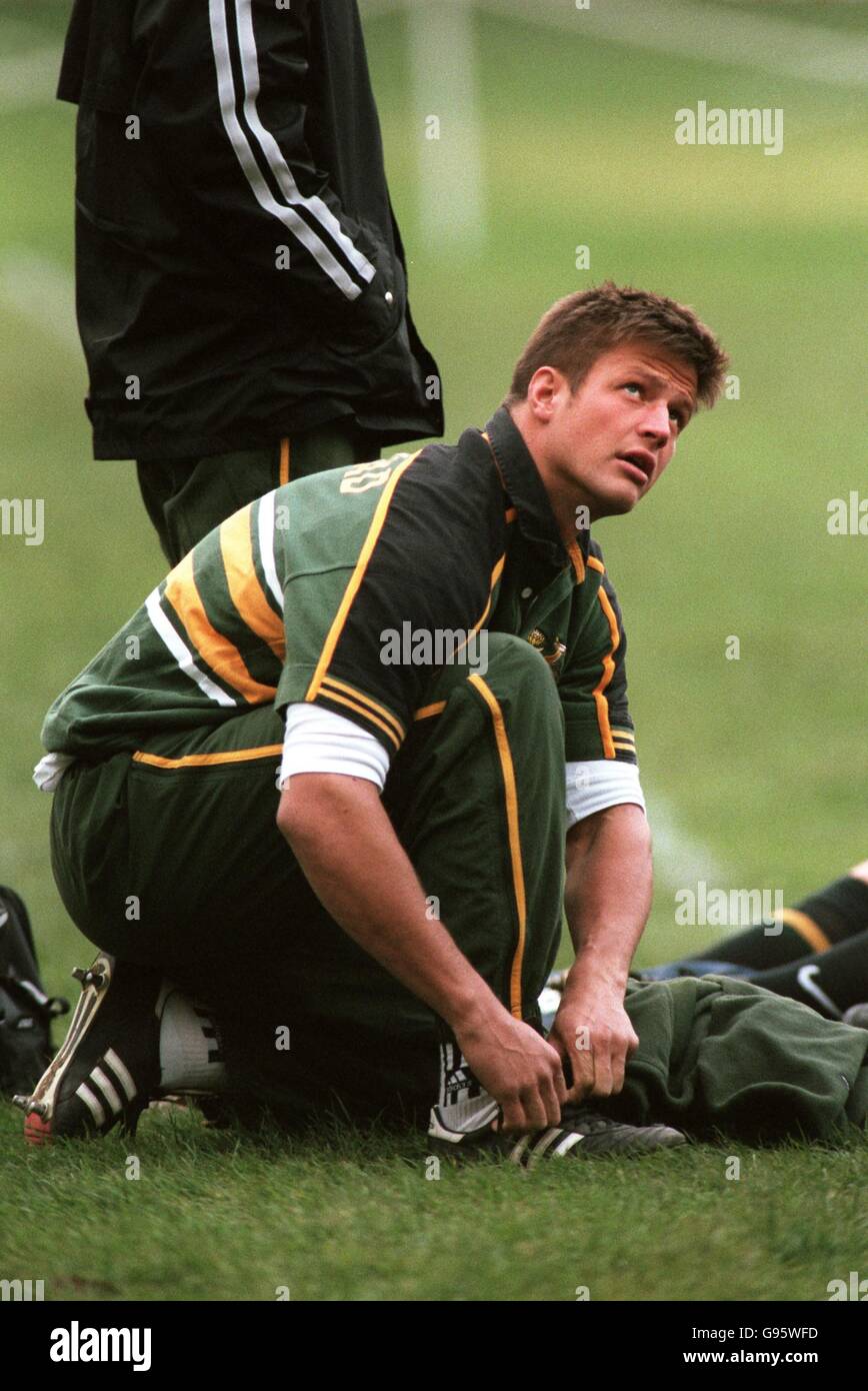 Bobby Skinstad prepares for the South Africa Rugby training session. Stock Photo