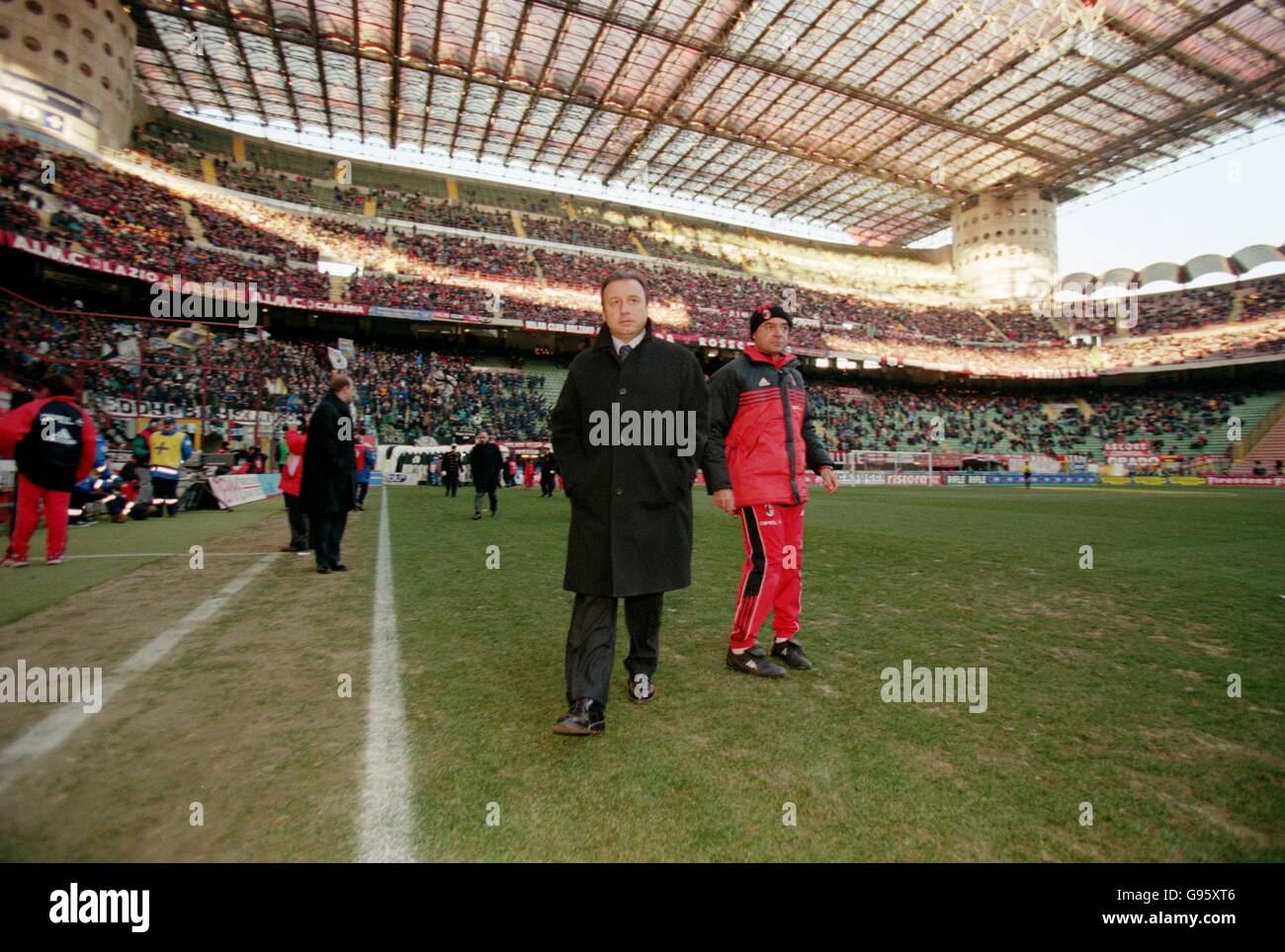 Italian Soccer - Serie A - AC Milan v Udinese. AC Milan coach Alberto Zaccheroni walks out into the San Siro Stadium Stock Photo