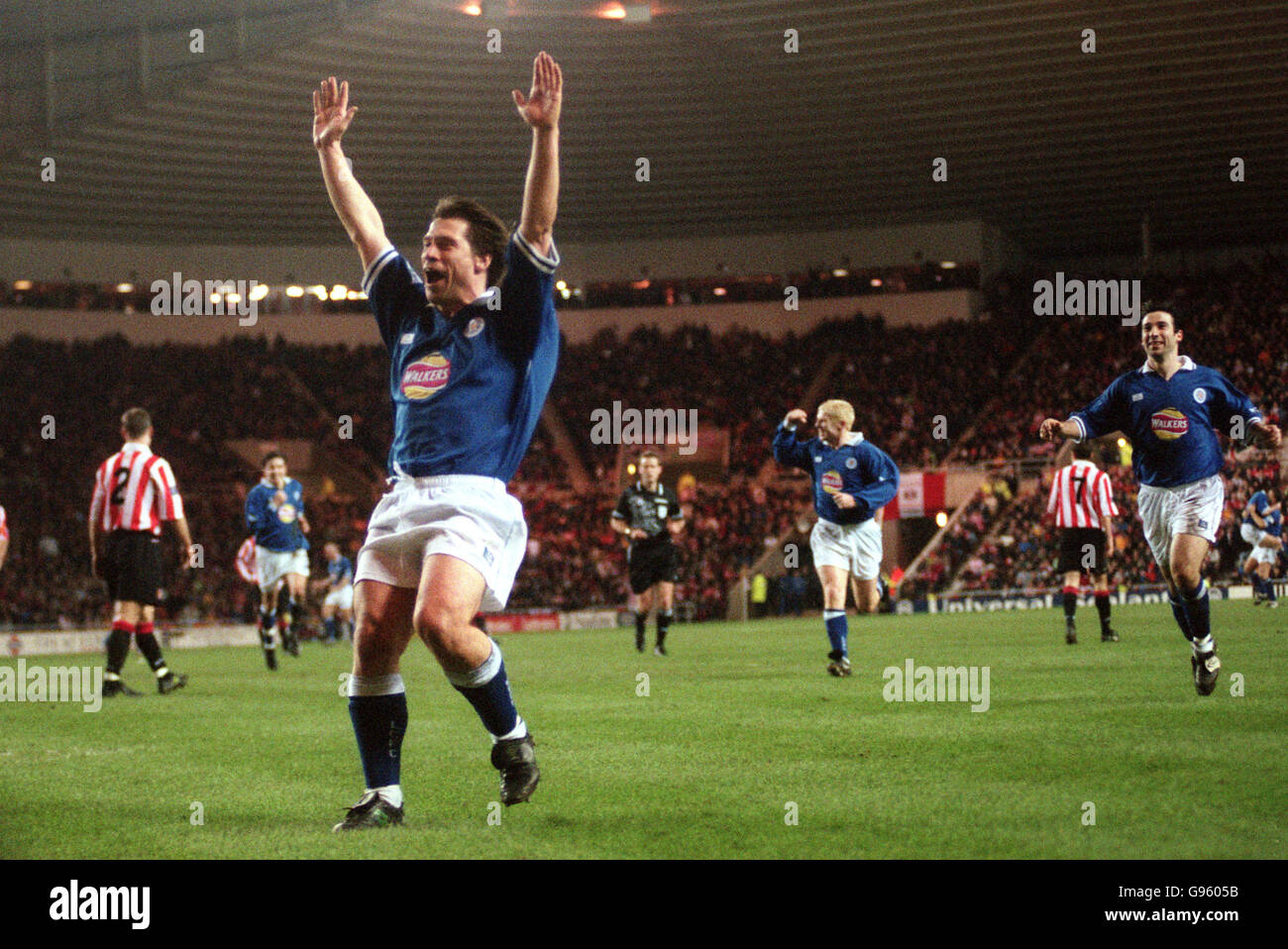Goal..Leicesters Tony Cottee celebrates his second and match winner. Stock Photo