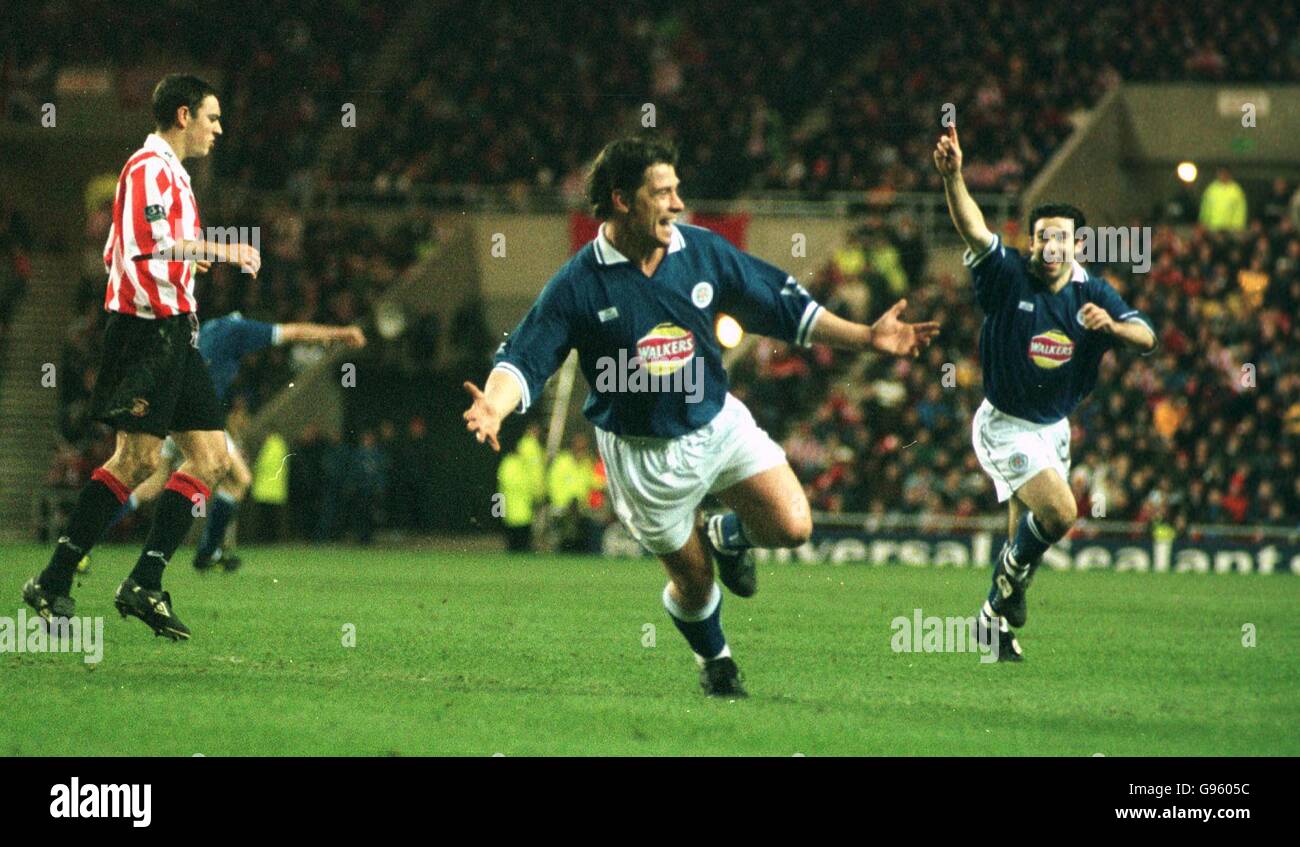 Goal..Leicesters Tony Cottee celebrates his second and match winner. Stock Photo