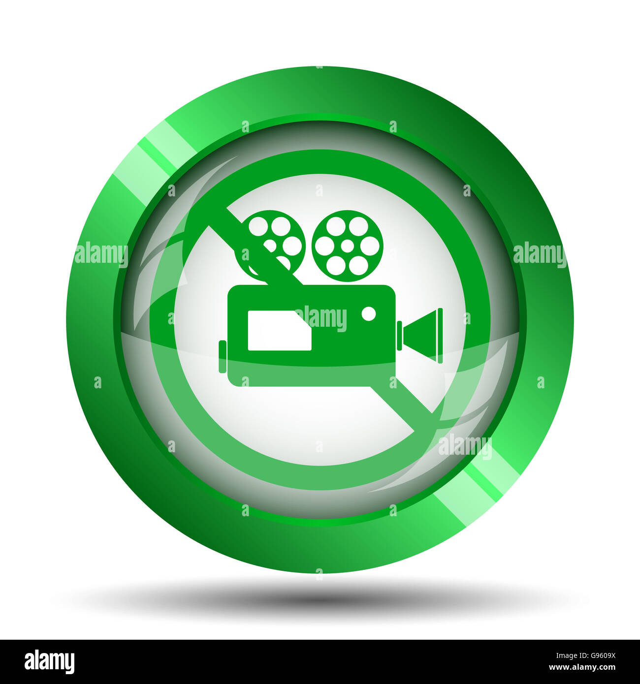 Forbidden video camera icon. Internet button on white background Stock ...