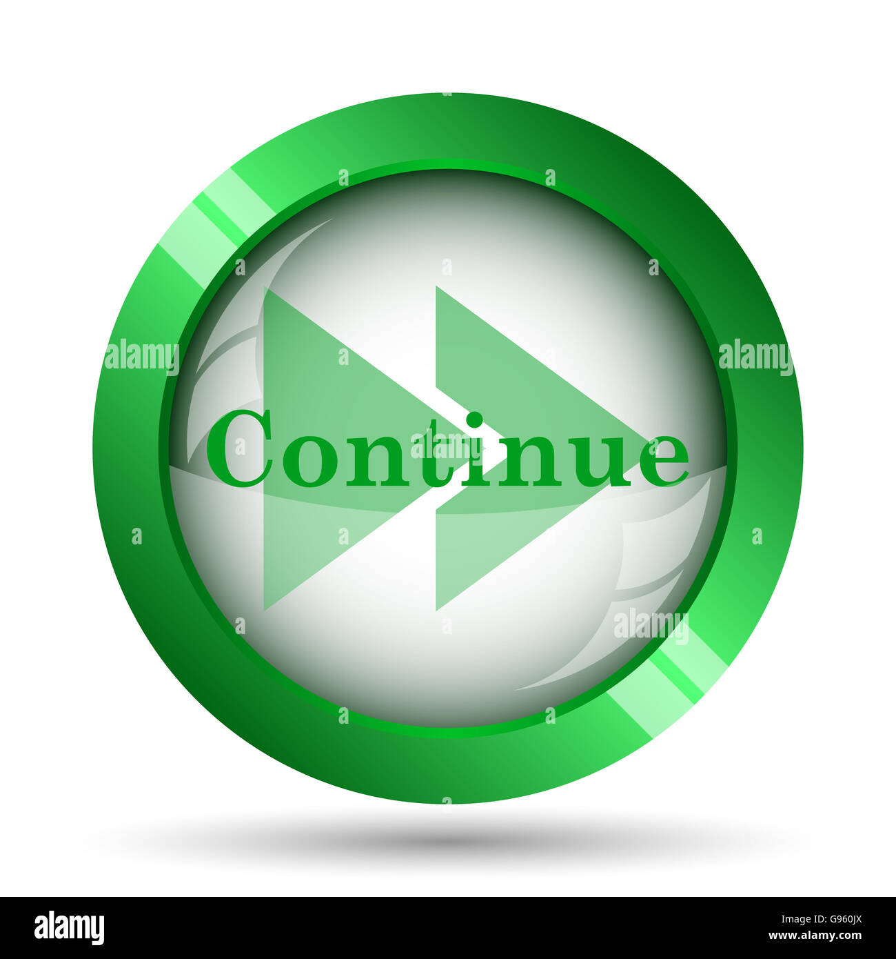 Continue icon. Internet button on white background Stock Photo - Alamy