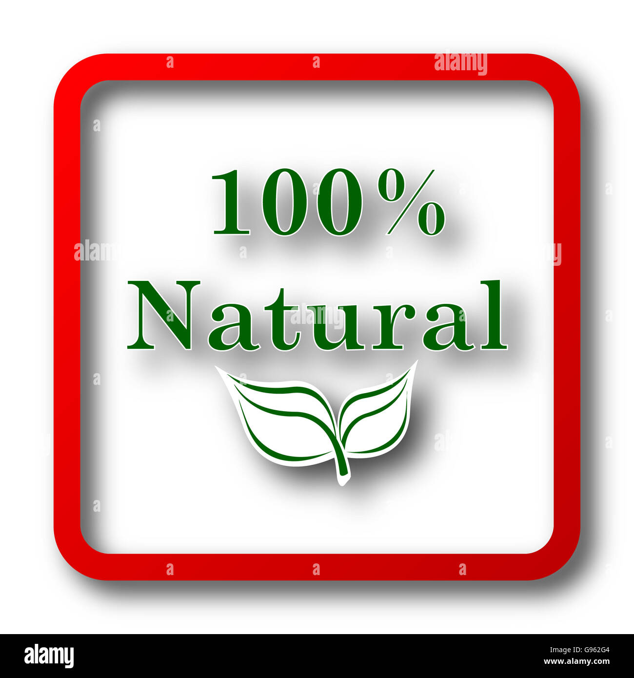 100 percent natural icon. Internet button on white background Stock ...