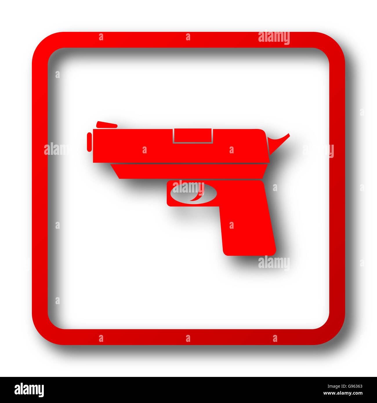 Gun icon. Internet button on white background Stock Photo - Alamy