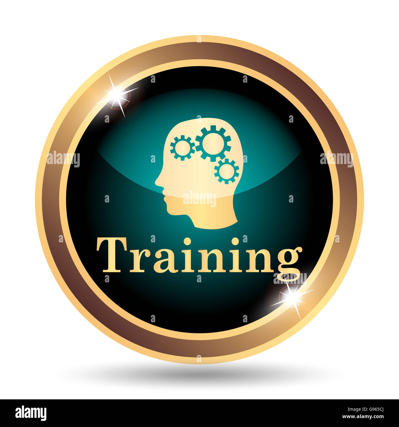 Training icon. Internet button on white background Stock Photo - Alamy