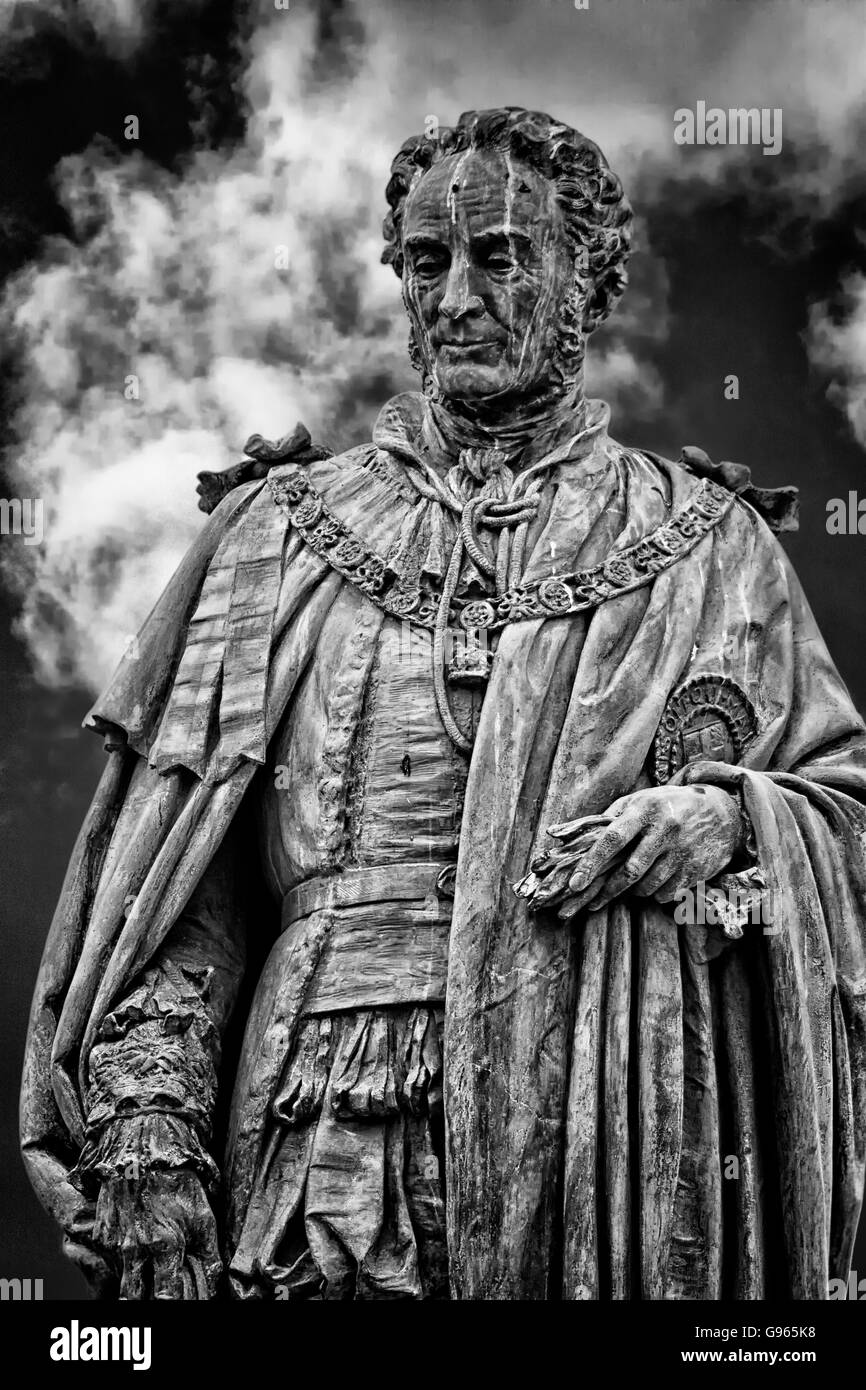 Statue of Walter Francis Montagu Douglas Scott (1806-1884), the 5th Duke of Buccleuch, Parliament Square, Edinburgh Scotland Stock Photo