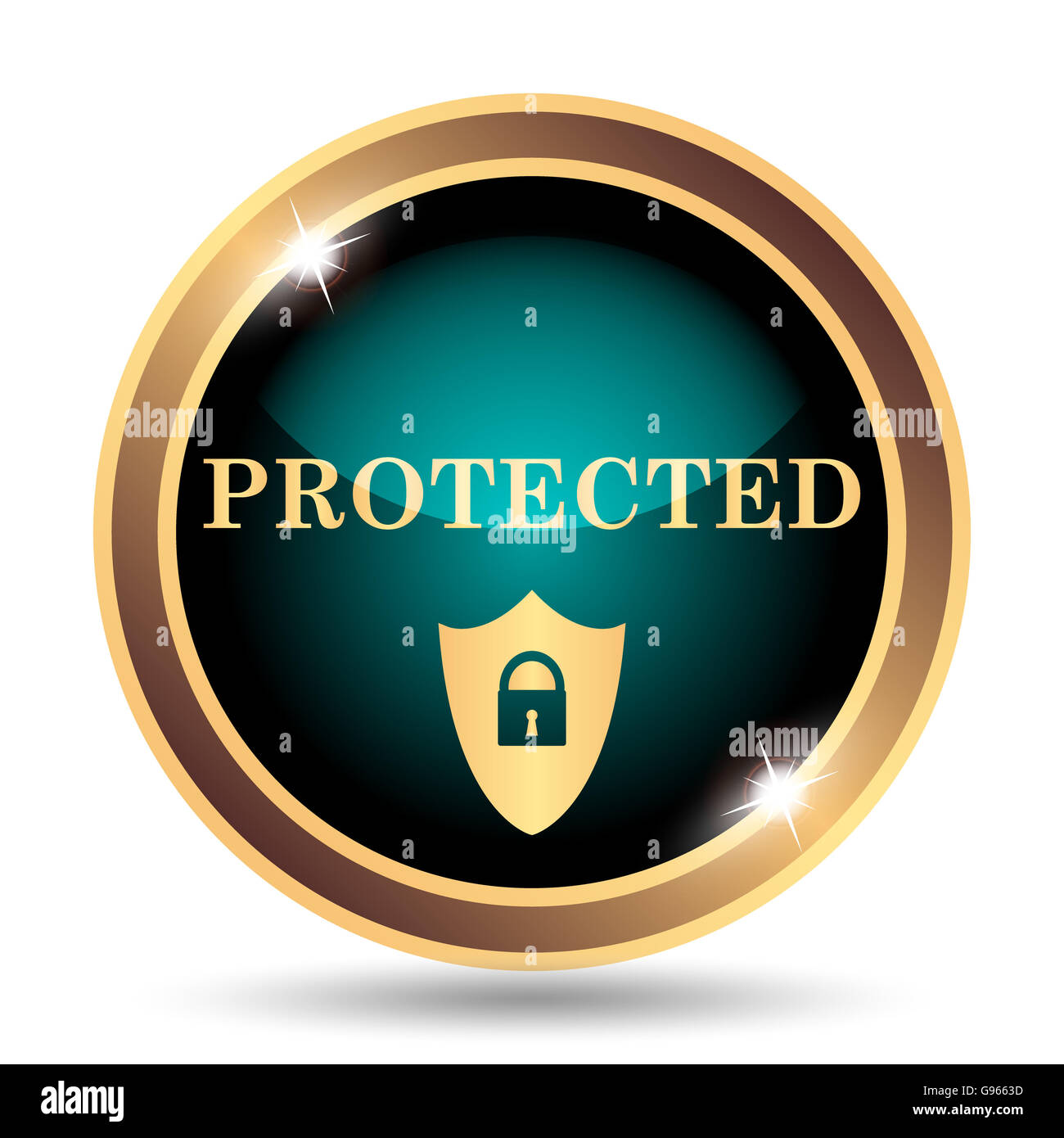 Protected icon. Internet button on white background Stock Photo - Alamy