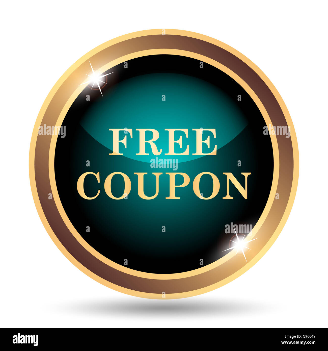 Free coupon icon. Internet button on white background. Stock Photo
