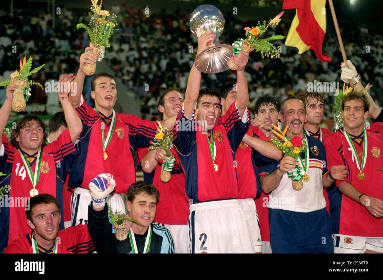 Spain's Pablo Coira celebrates with the FIFA World Youth Championship