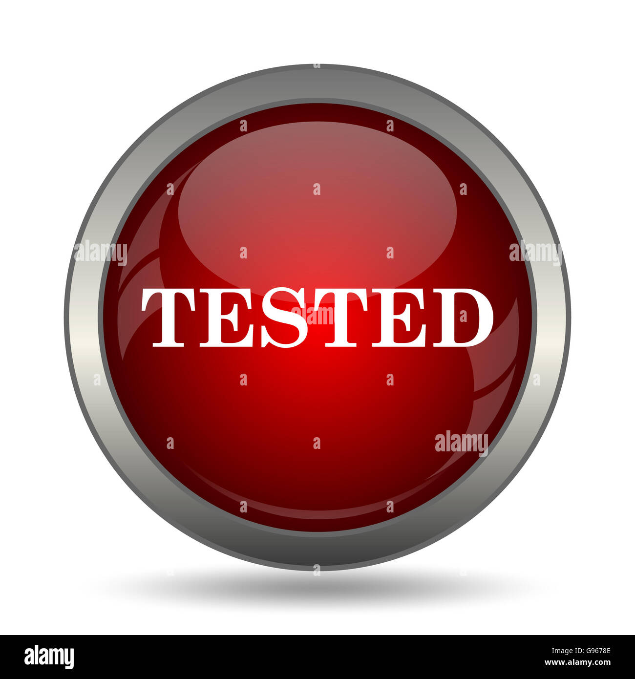Tested icon. Internet button on white background Stock Photo - Alamy