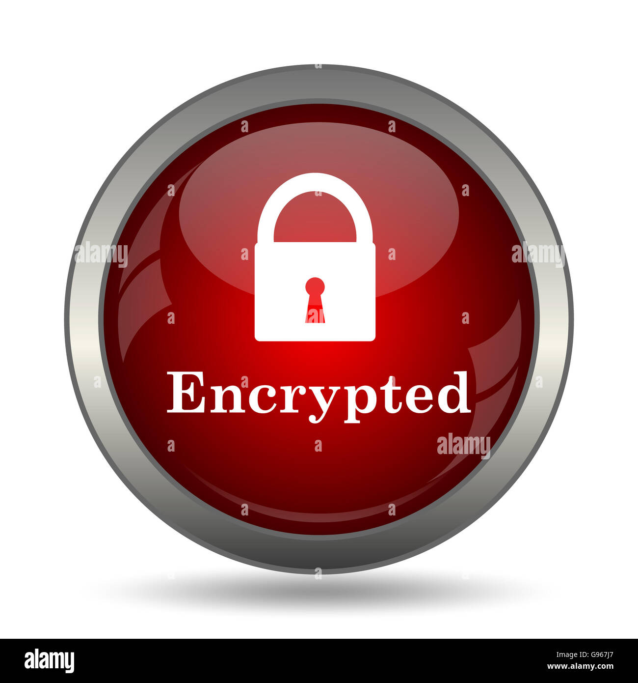 Encrypted icon. Internet button on white background. Stock Photo