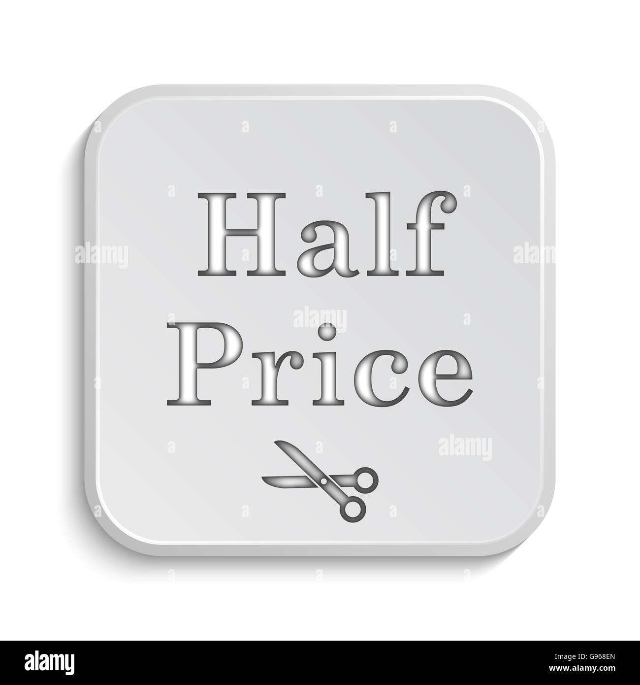 Half price icon. Internet button on white background Stock Photo - Alamy