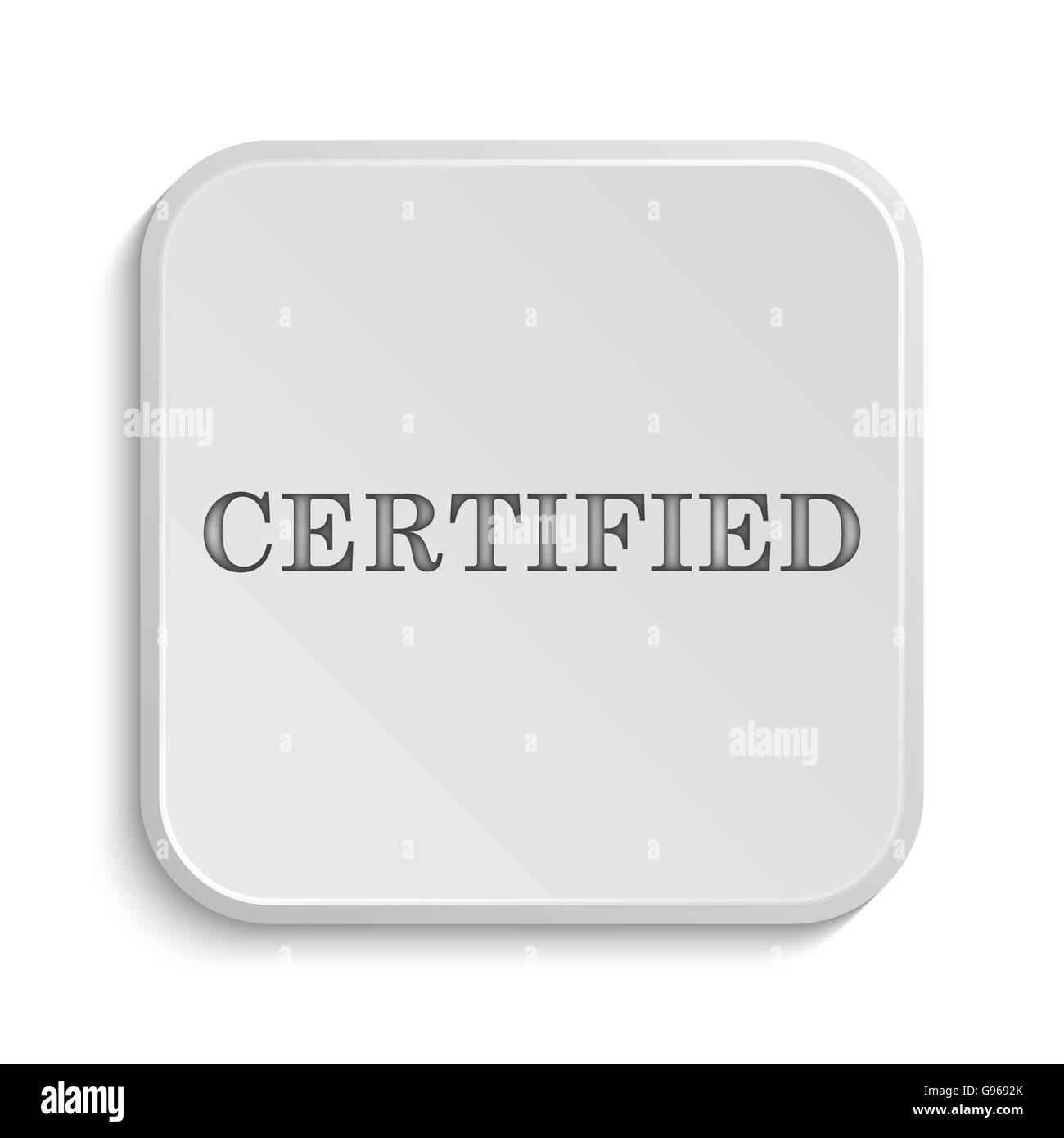 Certified icon. Internet button on white background Stock Photo - Alamy