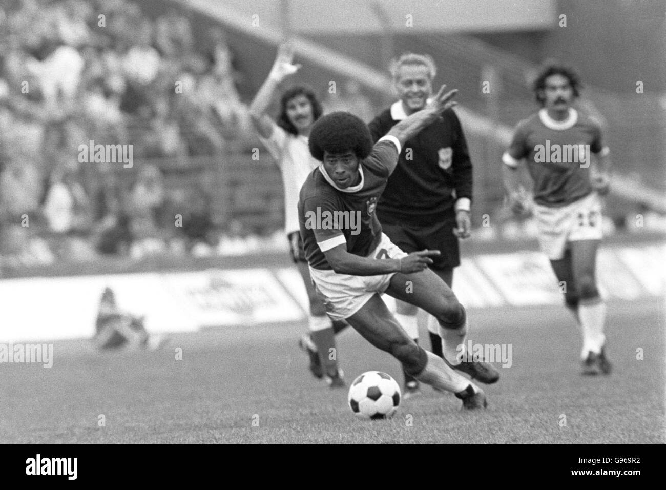 Soccer - 1974 World Cup, West Germany - Brazil v Argentina. Jairzinho, Brazil Stock Photo