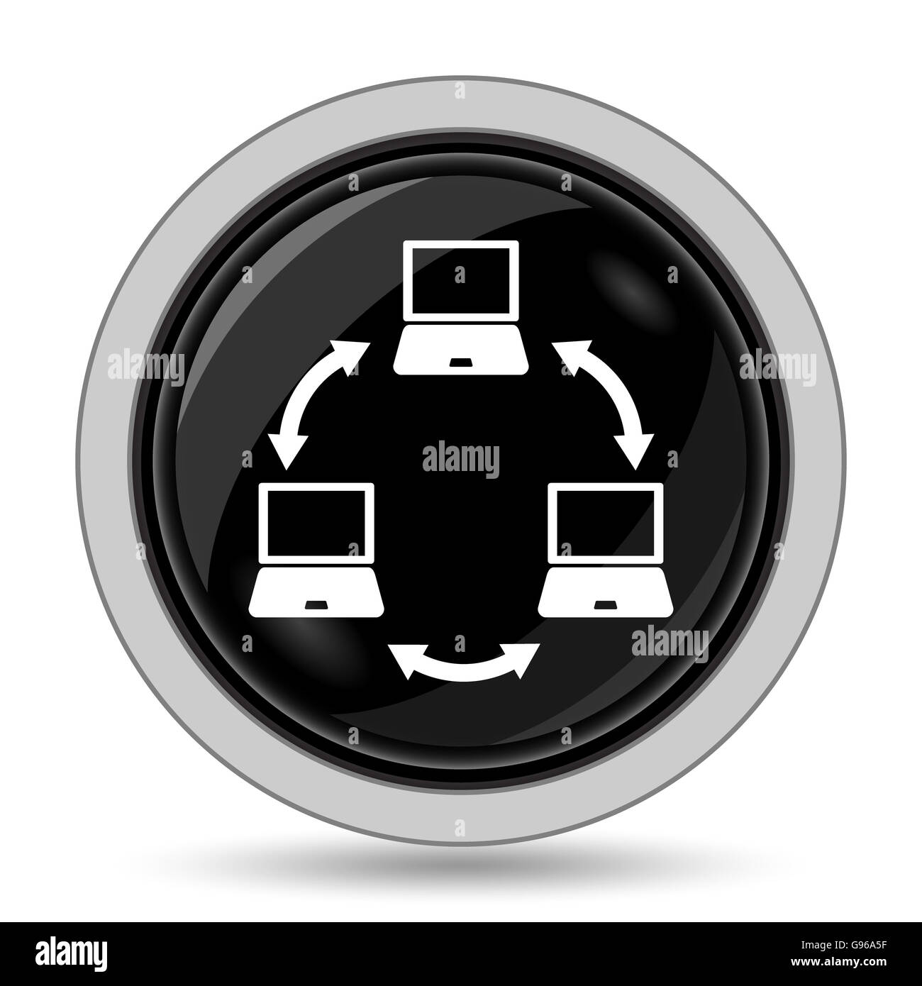 Computer network icon. Internet button on white background Stock Photo ...