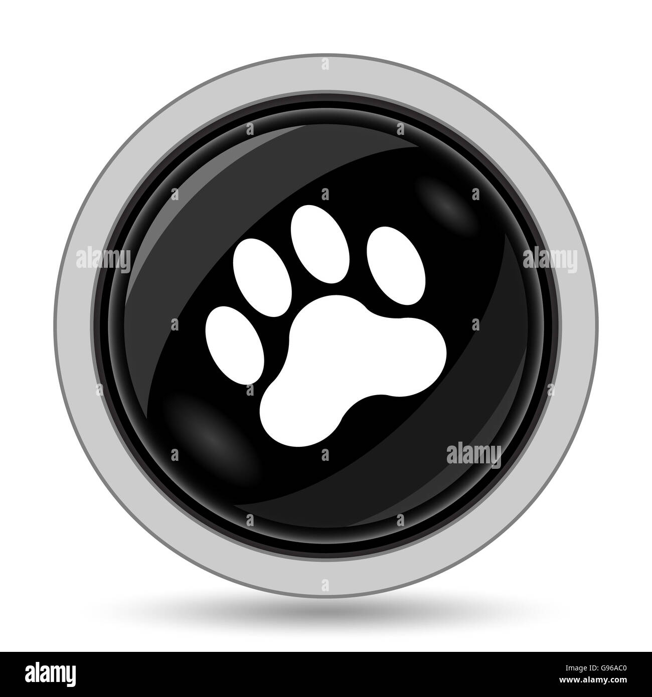 Paw print icon. Internet button on white background Stock Photo - Alamy