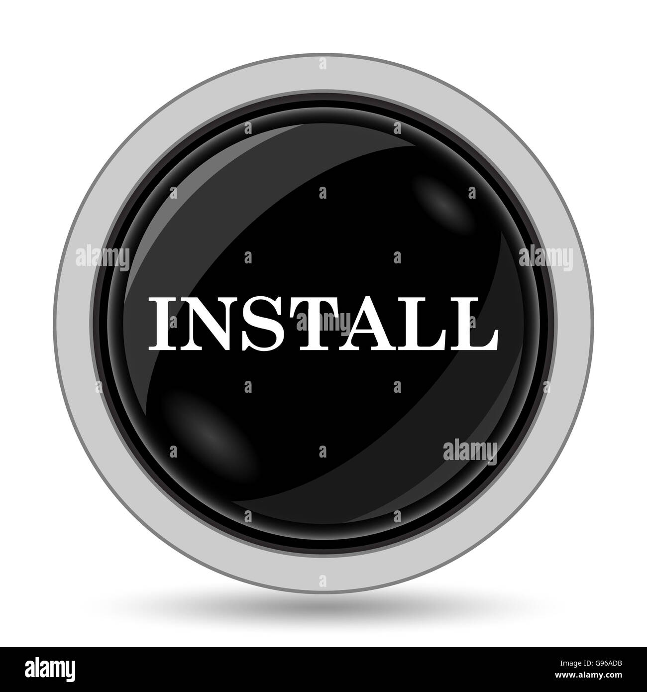 Install icon. Internet button on white background Stock Photo - Alamy