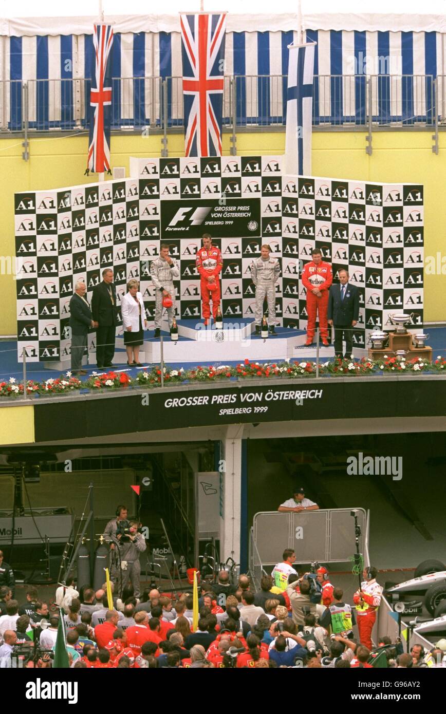 Formula One Motor Racing - Austrian Grand Prix. Eddie Irvine on the top  step of the podium Stock Photo - Alamy