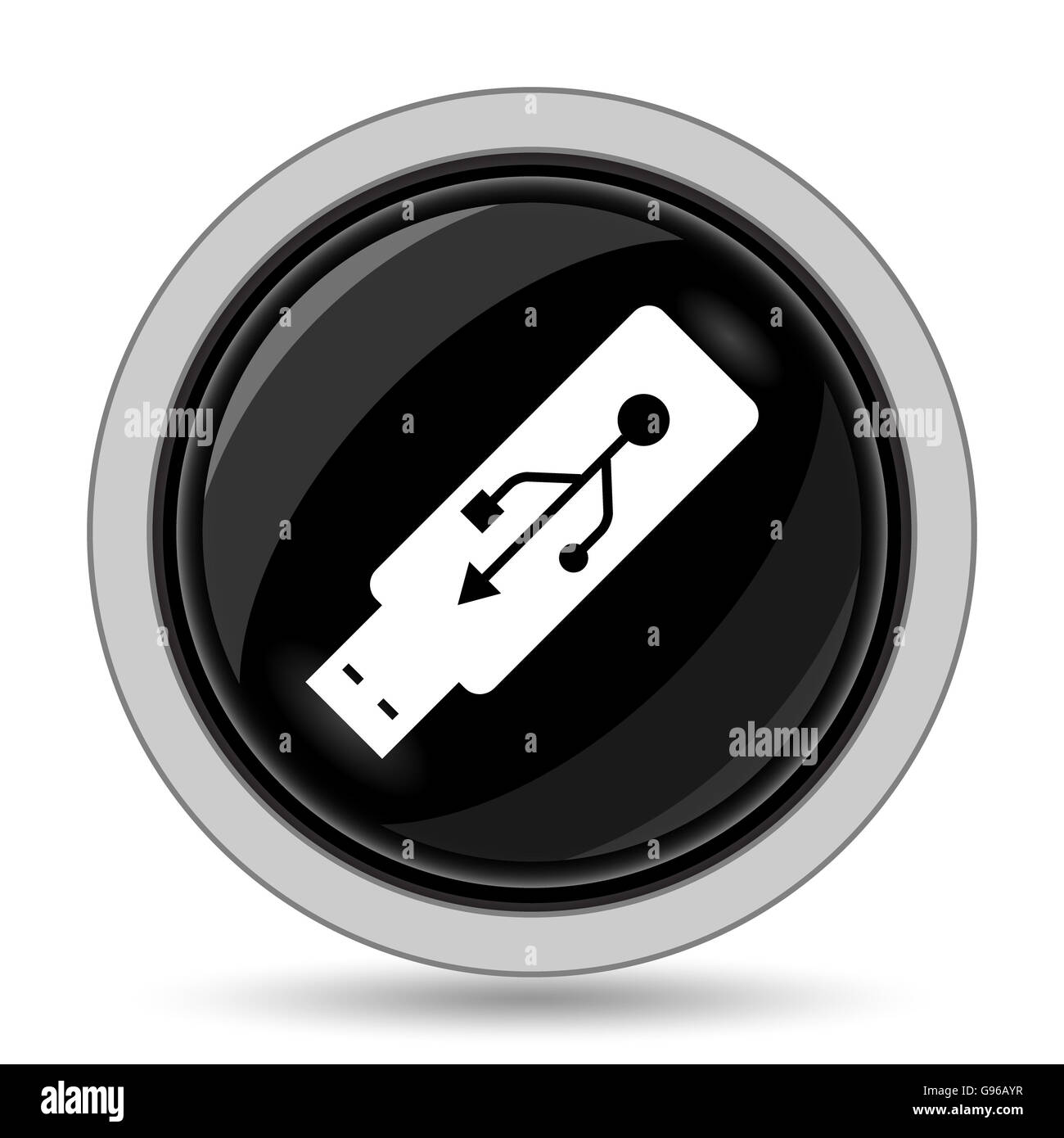 Usb flash drive icon. Internet button on white background Stock Photo ...