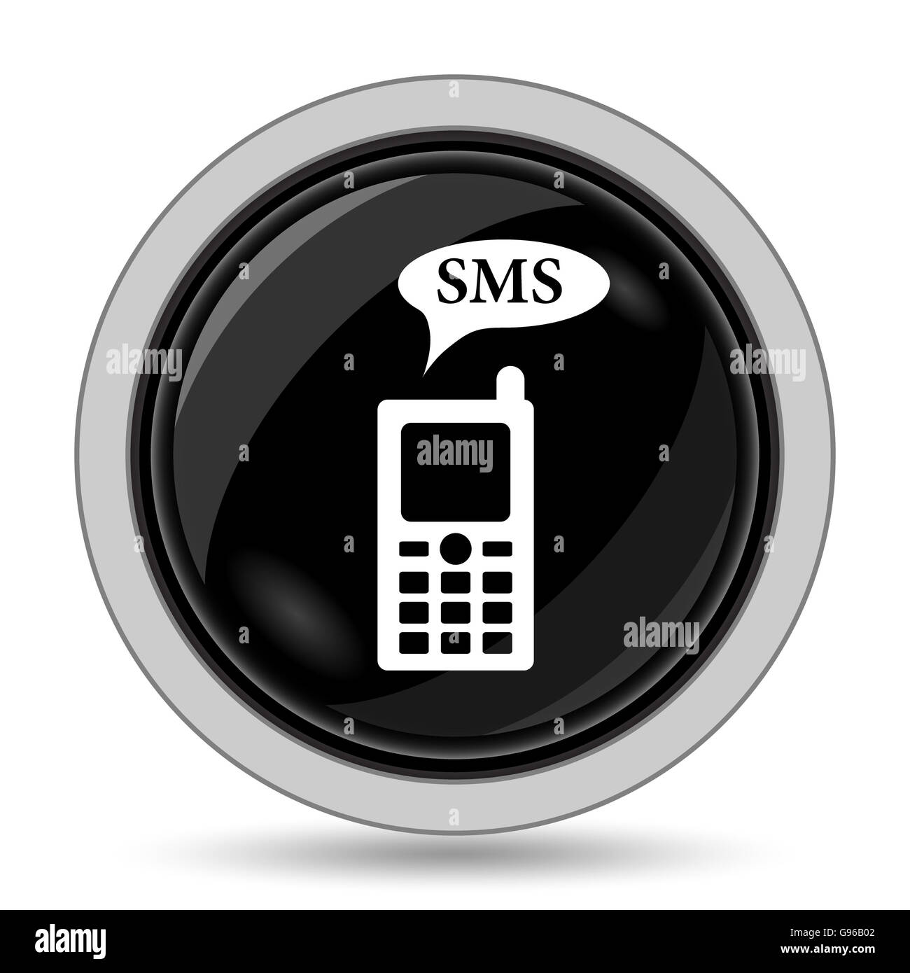 SMS icon. Internet button on white background Stock Photo - Alamy