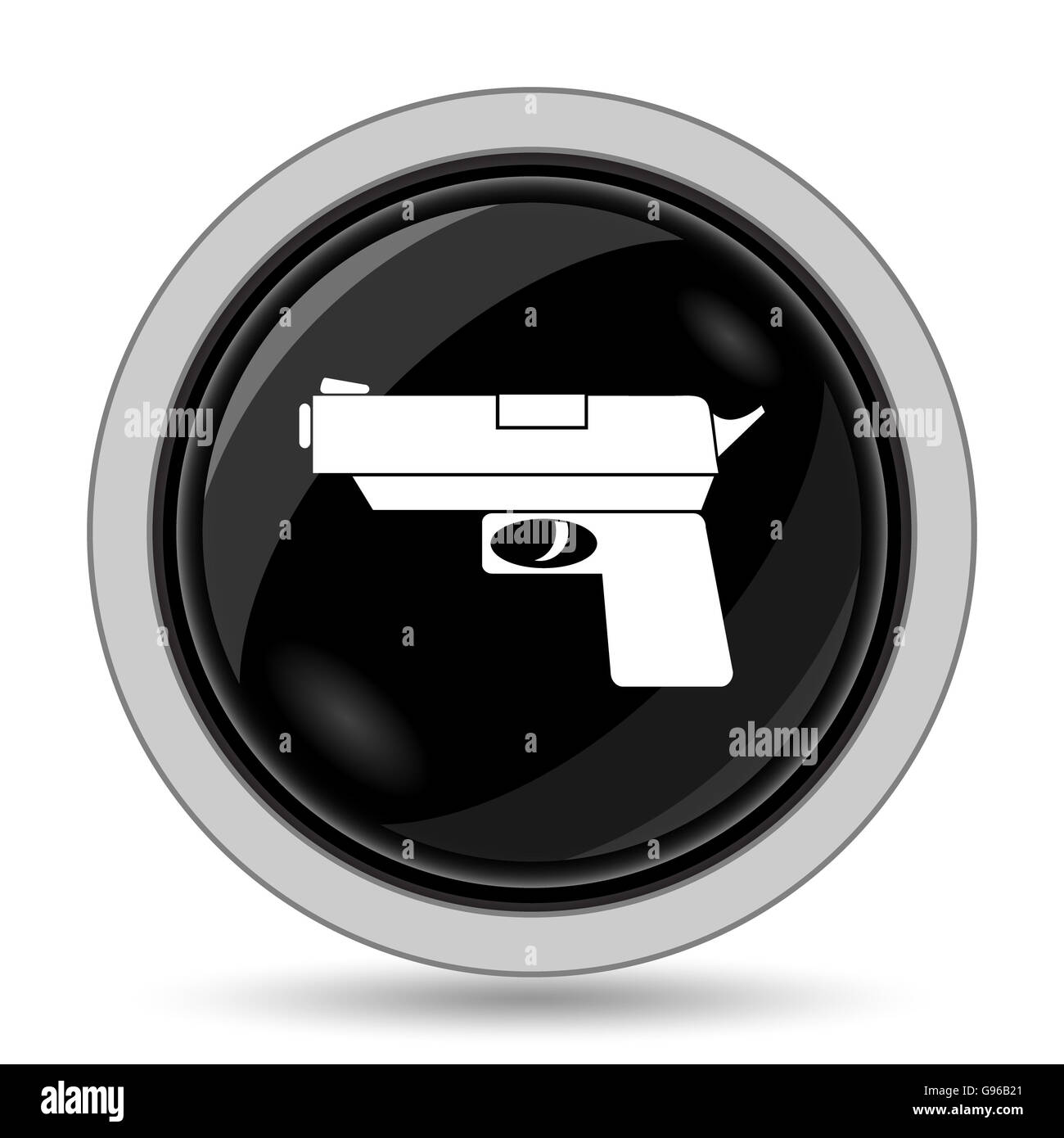 Gun icon. Internet button on white background Stock Photo - Alamy