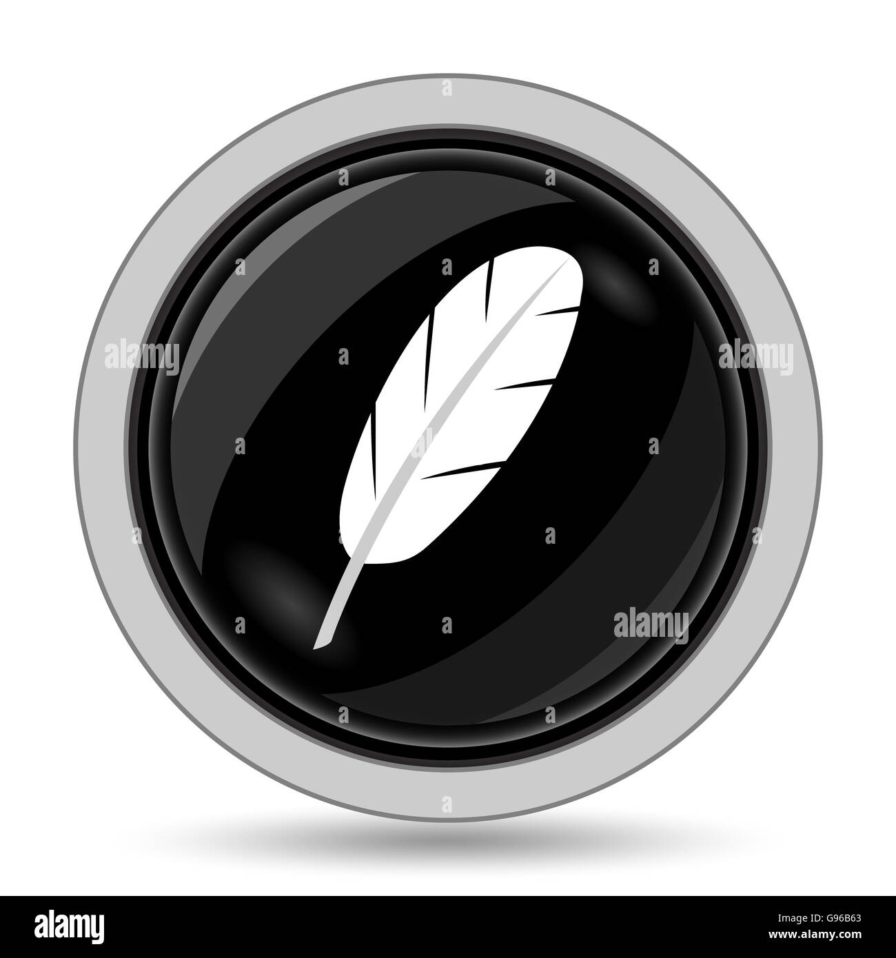 Feather icon. Internet button on white background Stock Photo - Alamy