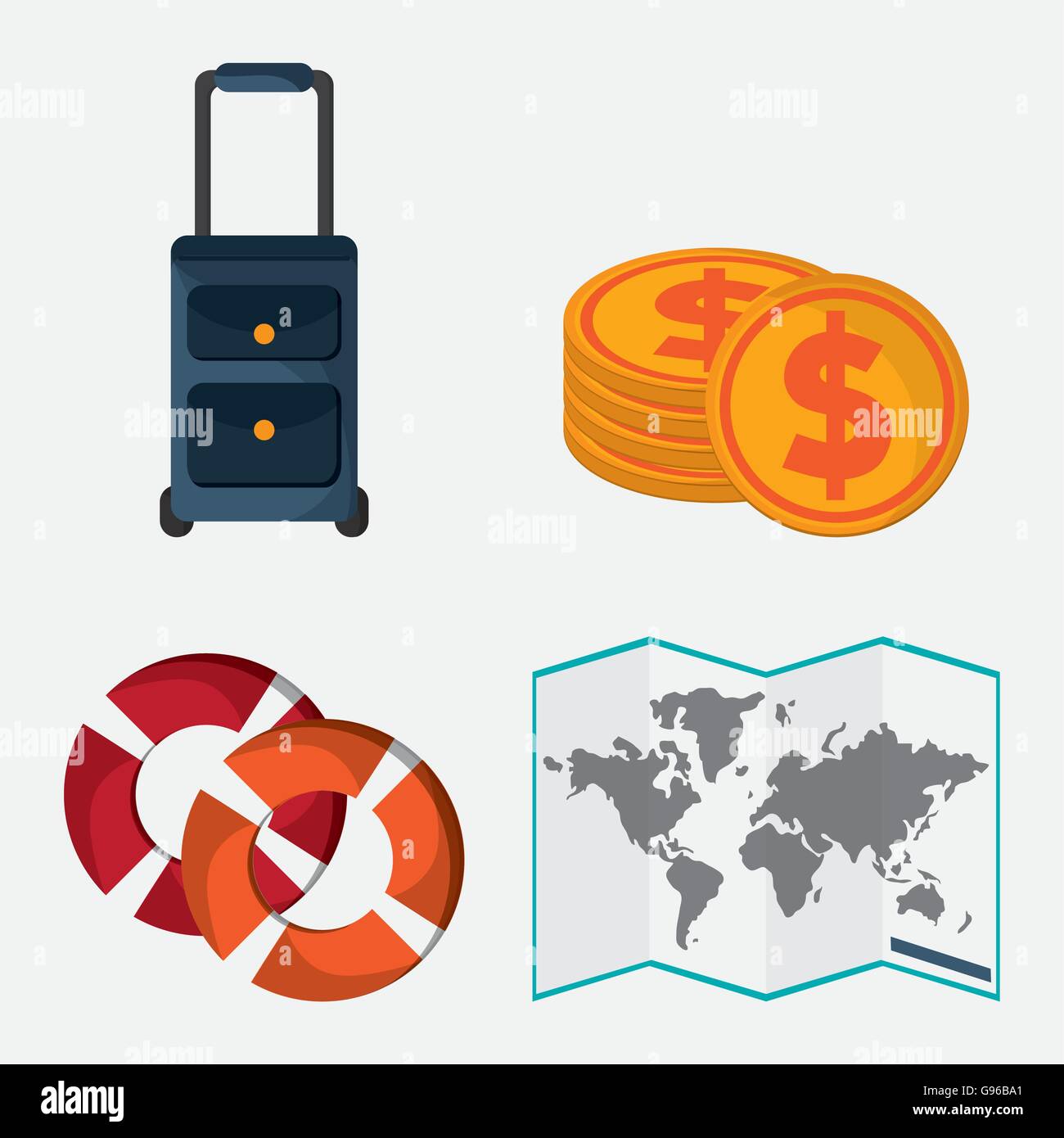 Trip icon set. Time to travel design. Vector graphic Stock Vector Image ...
