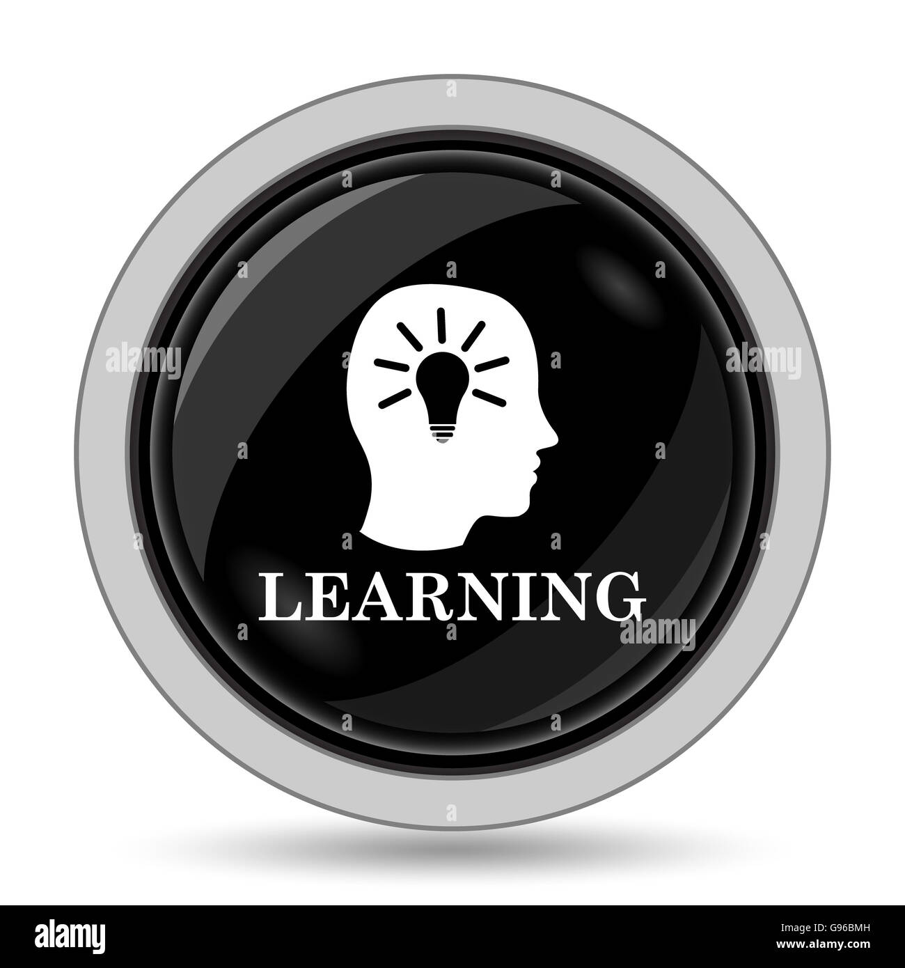 Learning icon. Internet button on white background Stock Photo - Alamy