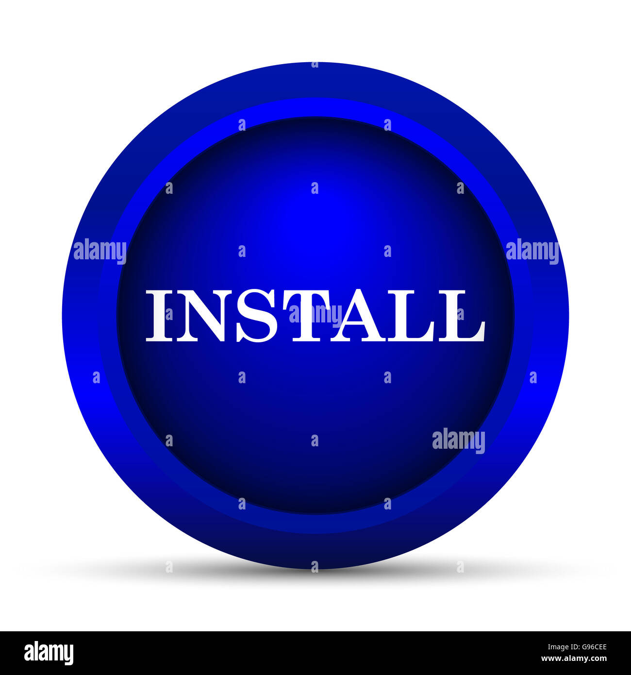 Install icon. Internet button on white background Stock Photo - Alamy