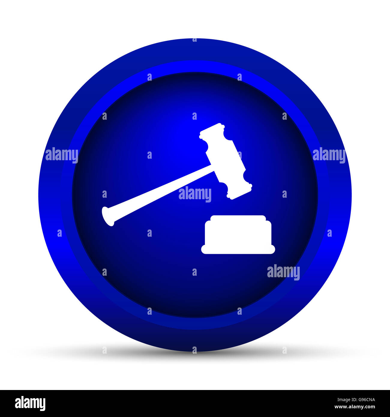 Judge hammer icon. Internet button on white background Stock Photo - Alamy