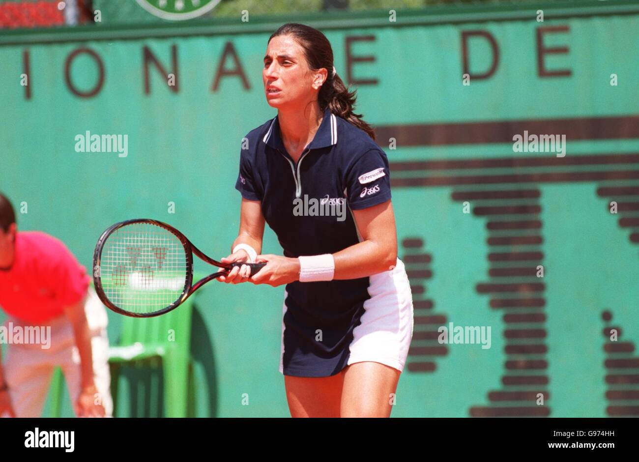 Tennis - French Open - Women's Doubles - First Round - Dominique Van Roost and Florencia Labat v Rosa Andres and Eva Bes Stock Photo